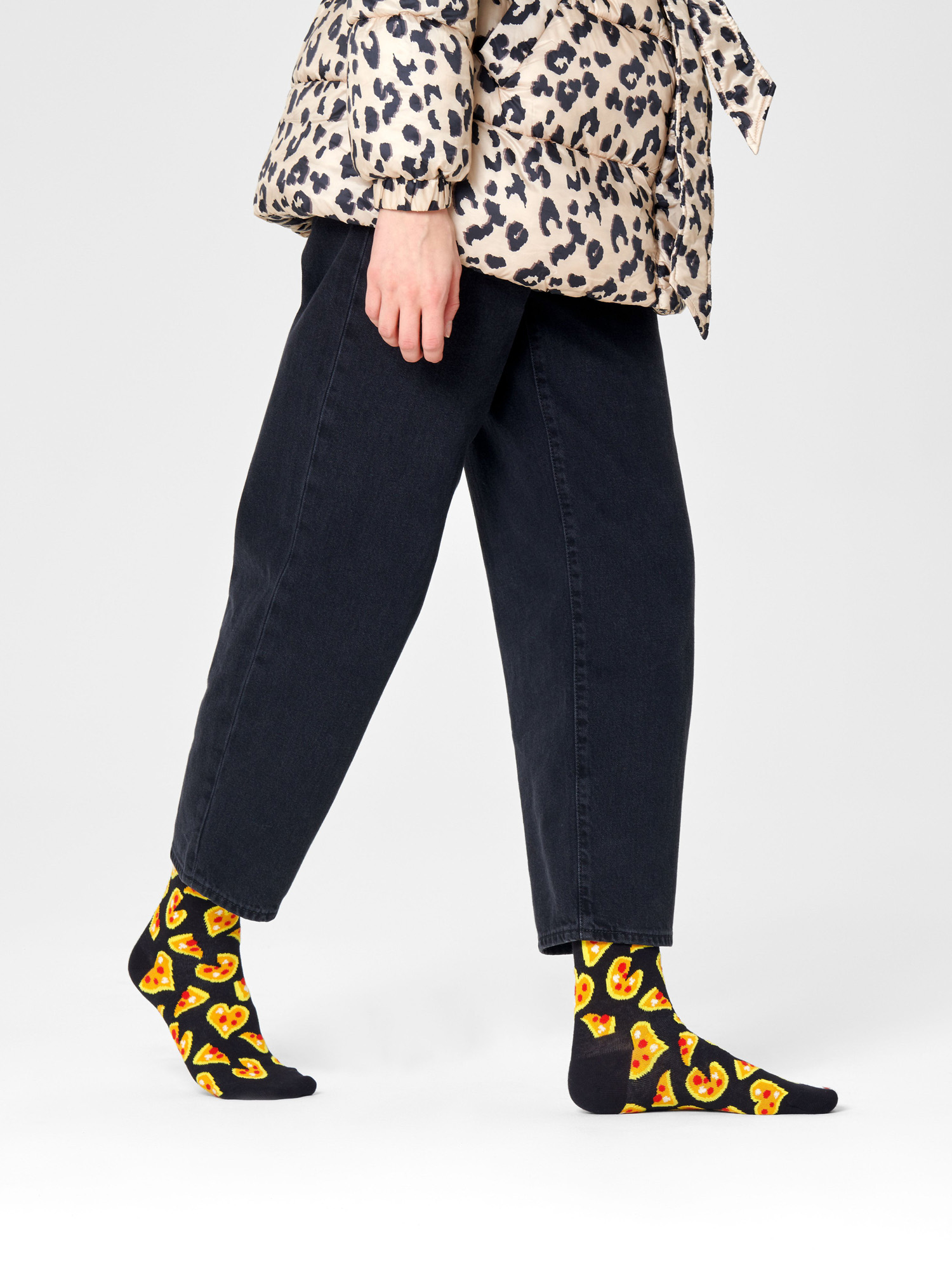 Ponožky Happy Socks Pizza Love (black/yellow)