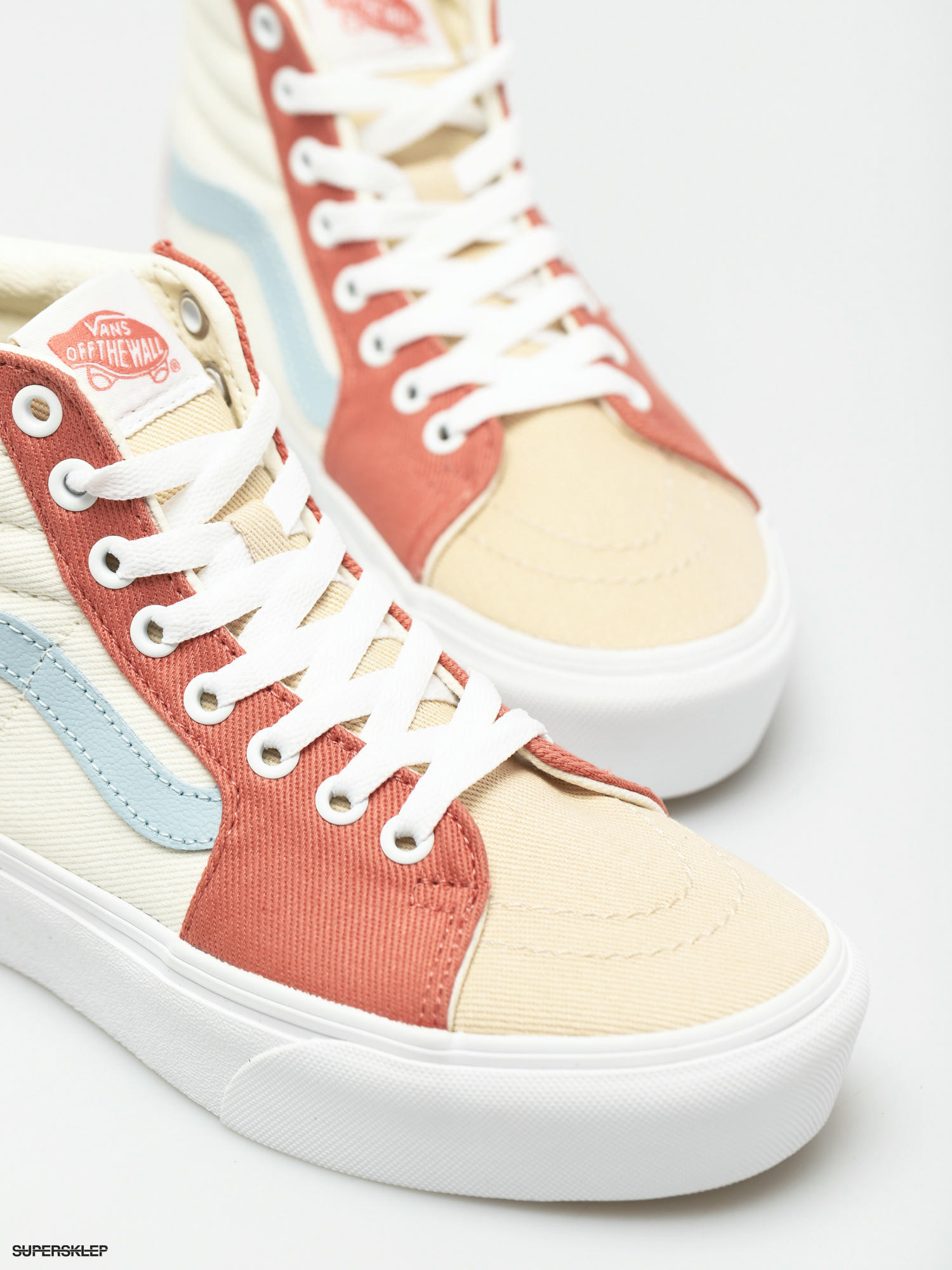 vans sk8-hi twill pastel block platform shoes