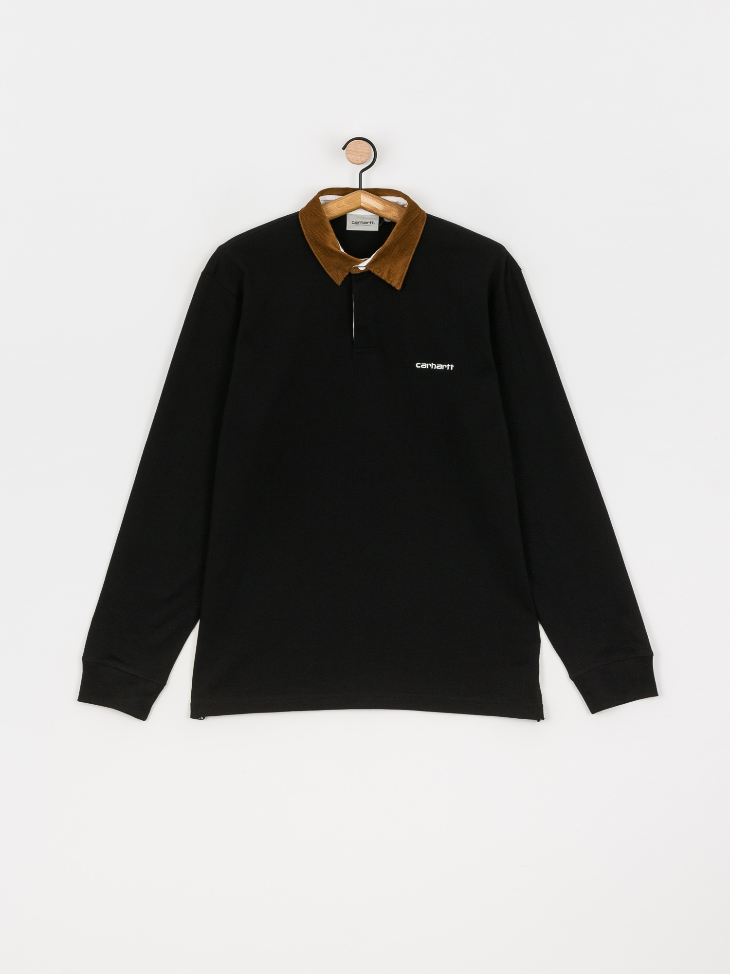 Polo tričko Carhartt WIP Cord Rugby (black/h brown/white)