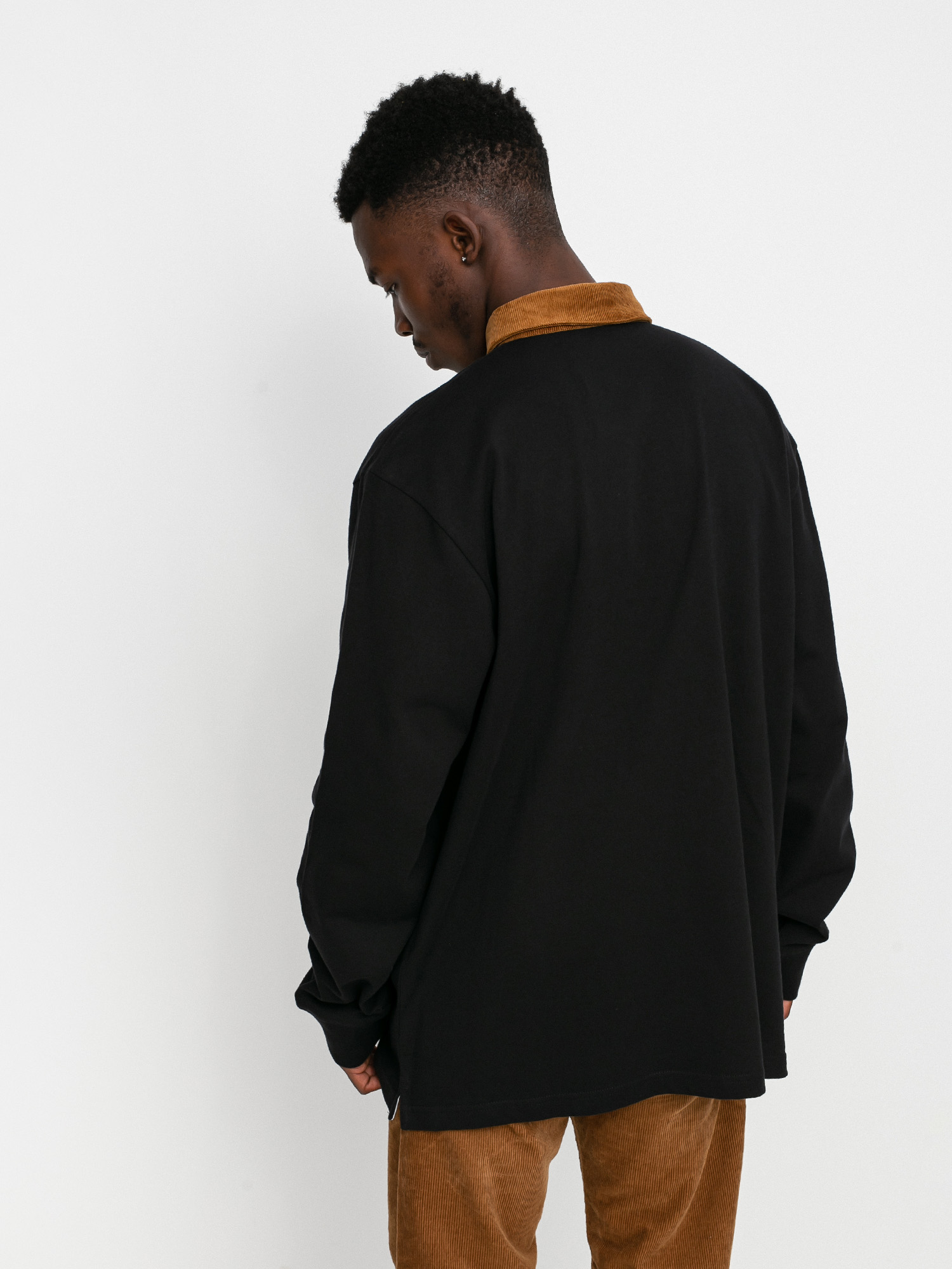 Polo tričko Carhartt WIP Cord Rugby (black/h brown/white)