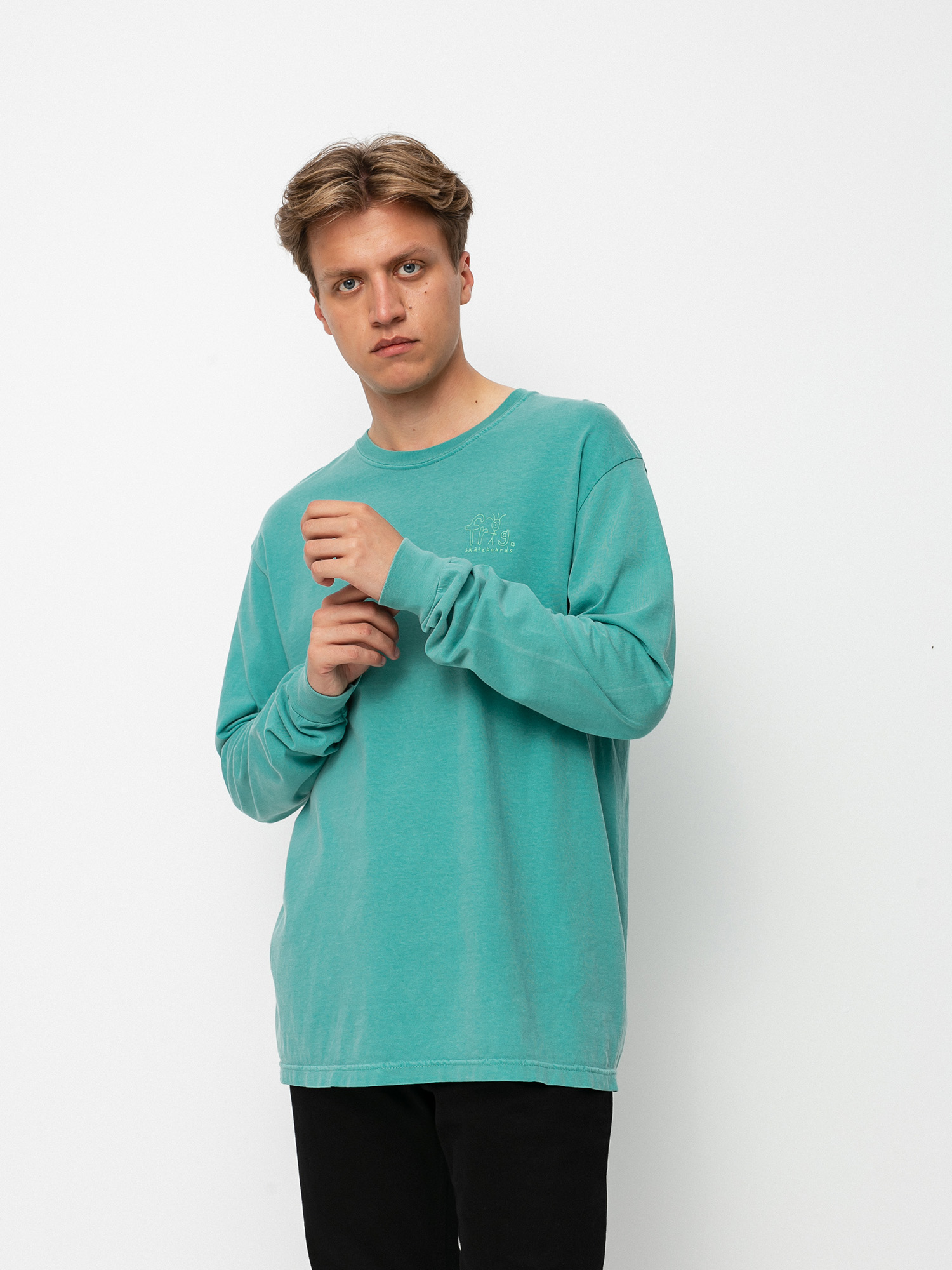 Triko Frog Skateboards Frog Man Logo Pigment Dyed  (grass green)