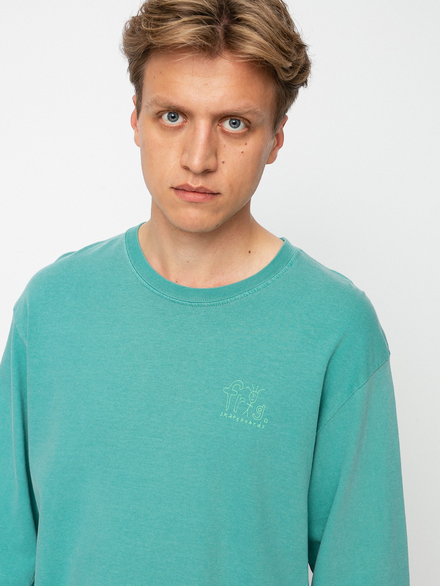 Triko Frog Skateboards Frog Man Logo Pigment Dyed  (grass green)