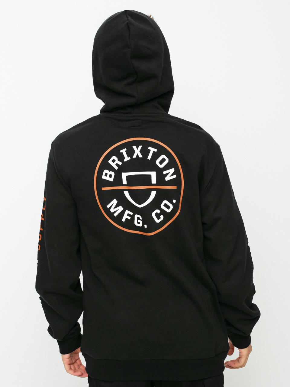 Mikina s kapucňou Brixton Crest HD (black/caramel/white)