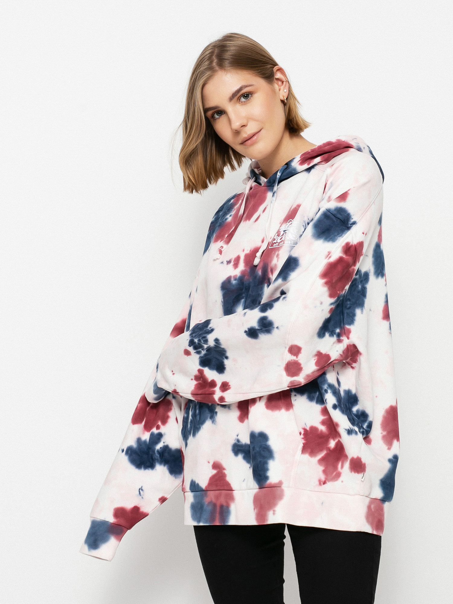 Mikina s kapucňou Vans Mascy Grunge Wash HD Wmn (pomegranate)