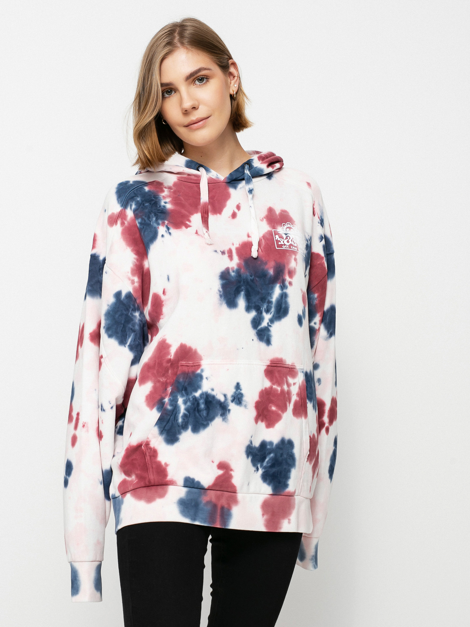 Mikina s kapucňou Vans Mascy Grunge Wash HD Wmn (pomegranate)