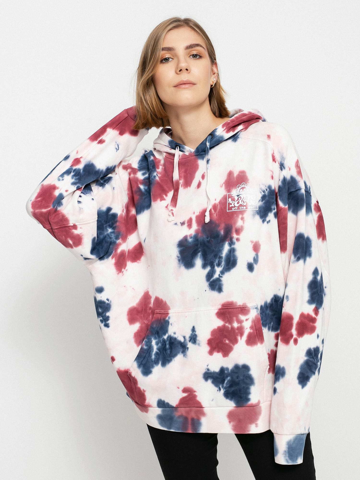 Mikina s kapucňou Vans Mascy Grunge Wash HD Wmn (pomegranate)