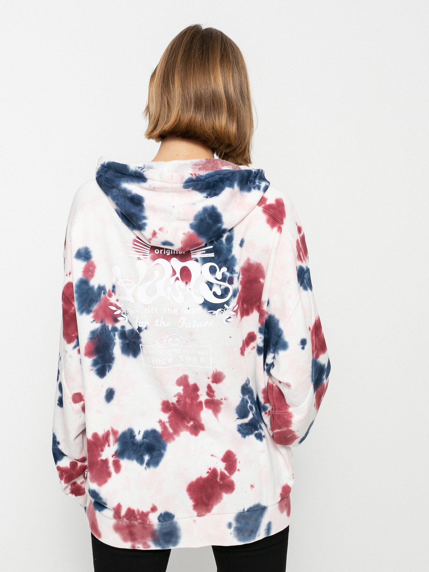 Mikina s kapucňou Vans Mascy Grunge Wash HD Wmn (pomegranate)