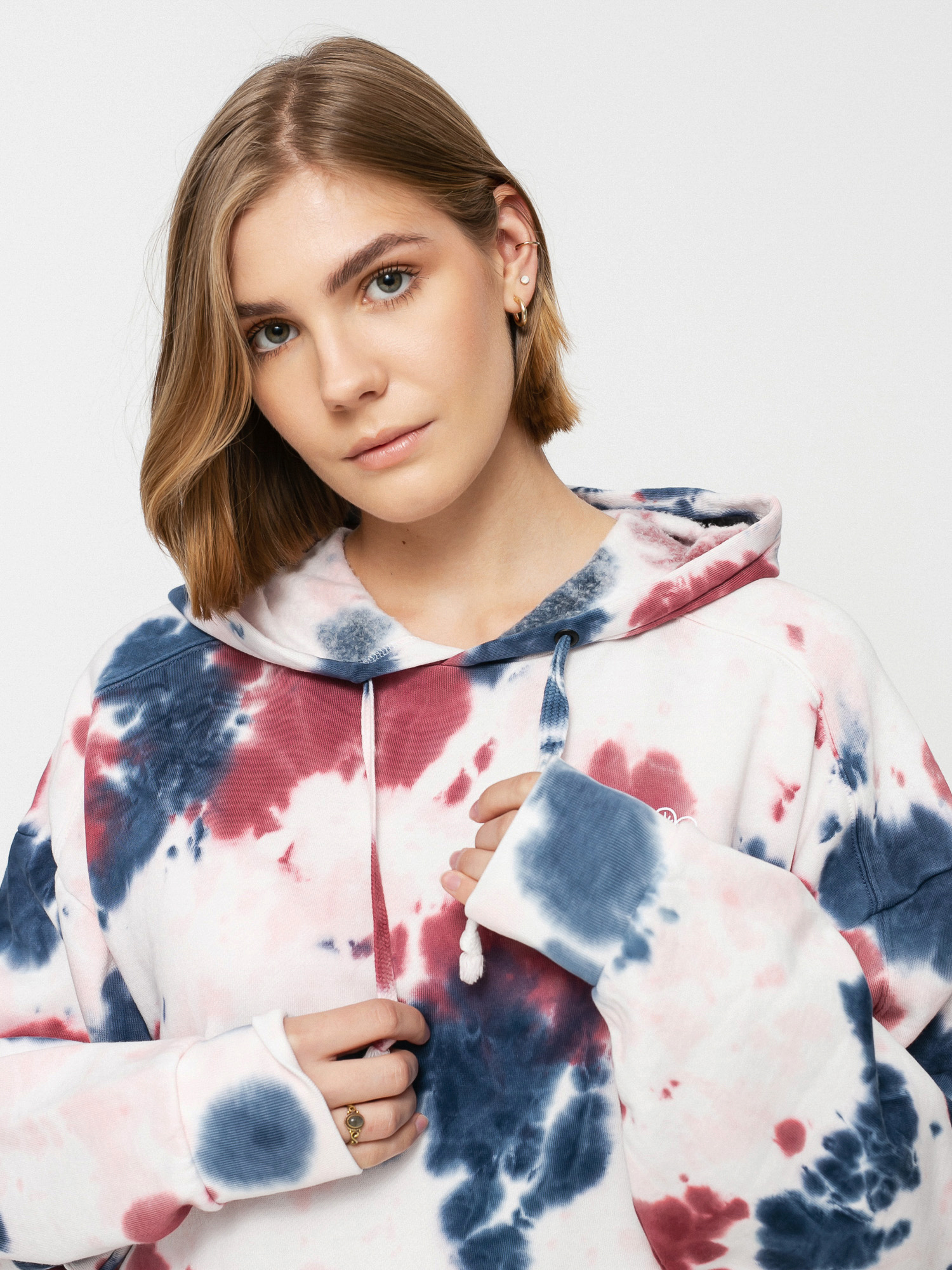 Mikina s kapucňou Vans Mascy Grunge Wash HD Wmn (pomegranate)