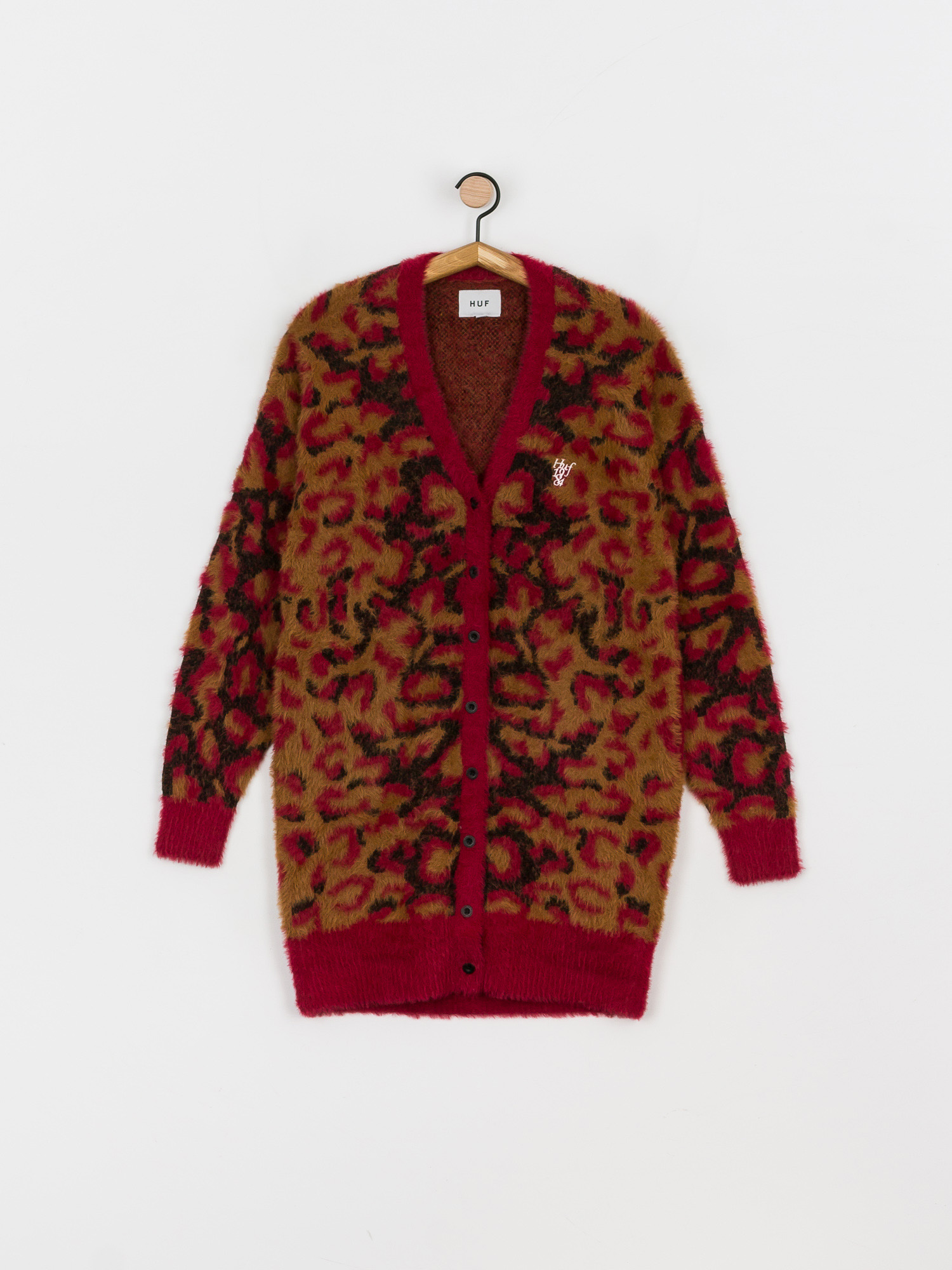 Sveter HUF Leopard Knit Duster Wmn (bloodstone)
