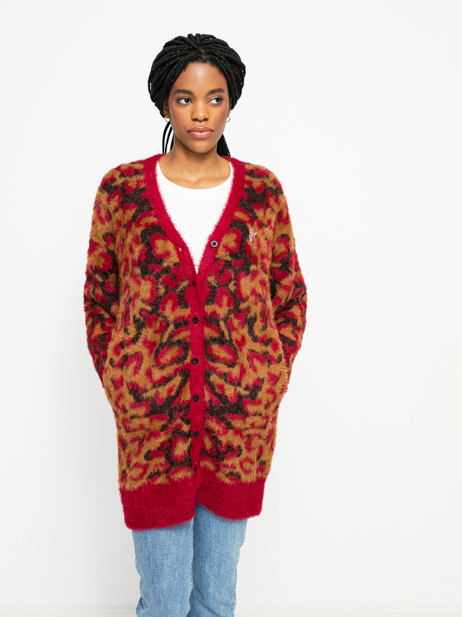 Sveter HUF Leopard Knit Duster Wmn (bloodstone)