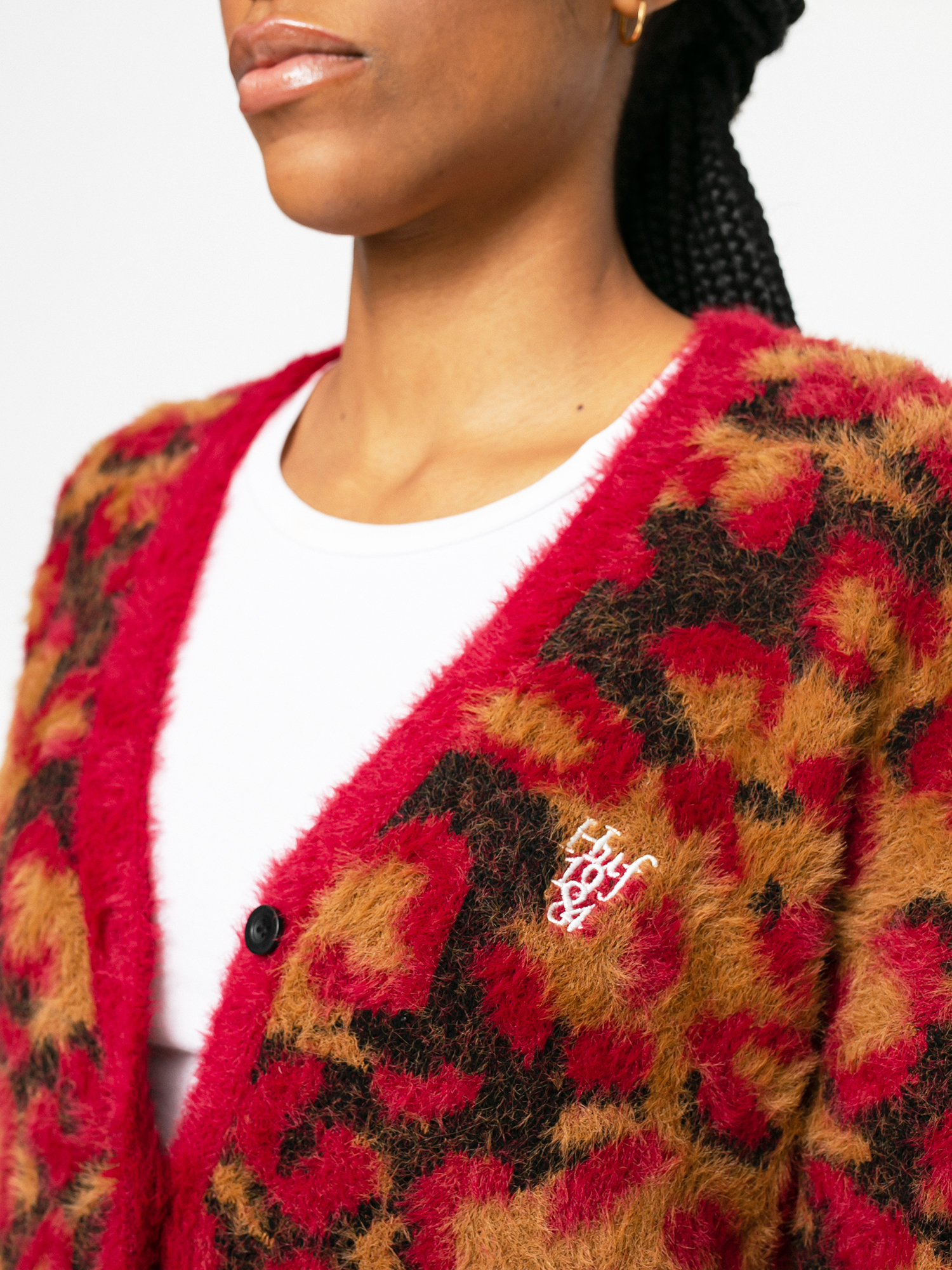 Sveter HUF Leopard Knit Duster Wmn (bloodstone)