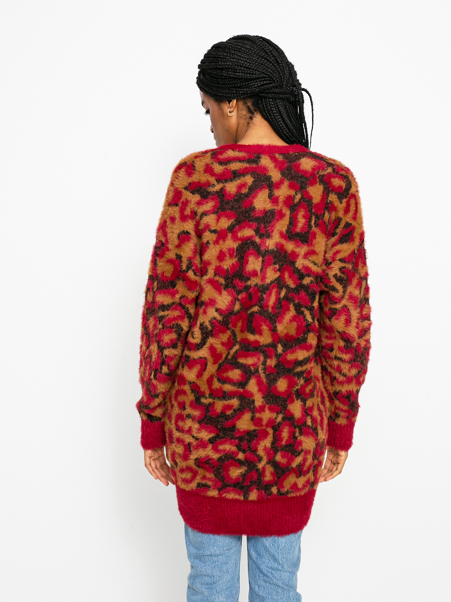 Sveter HUF Leopard Knit Duster Wmn (bloodstone)