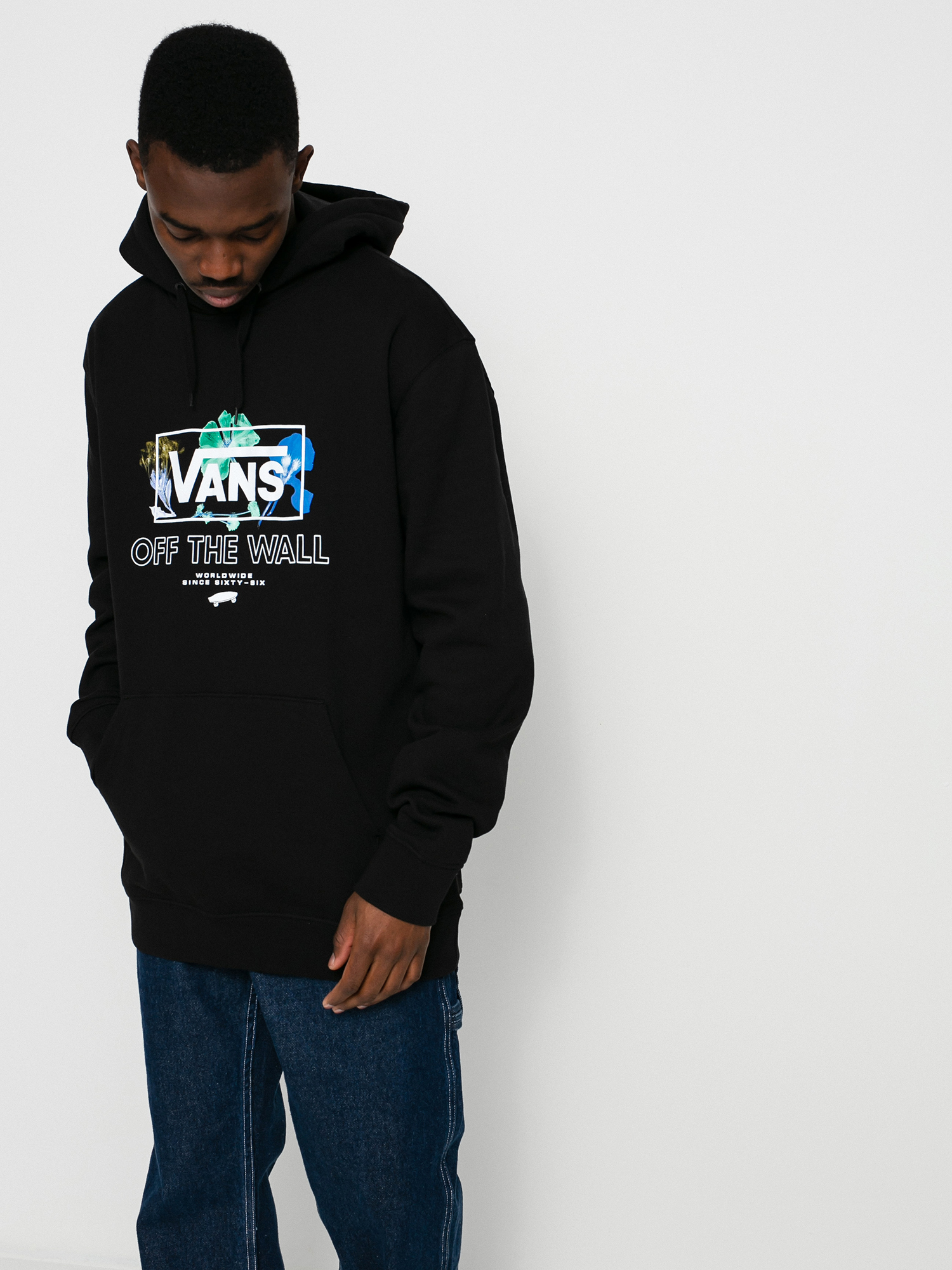 Mikina s kapucňou Vans Pressed Floral HD (black)