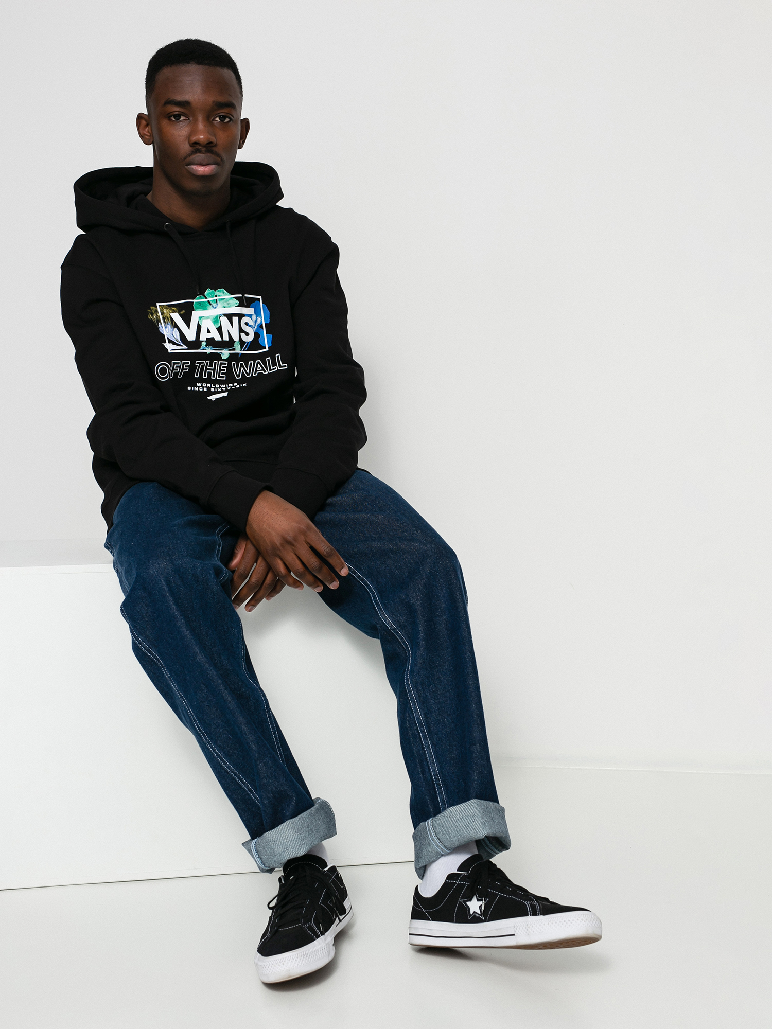 Mikina s kapucňou Vans Pressed Floral HD (black)