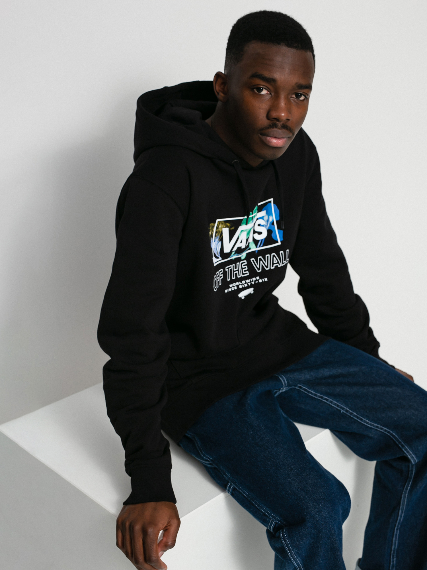 Mikina s kapucňou Vans Pressed Floral HD (black)