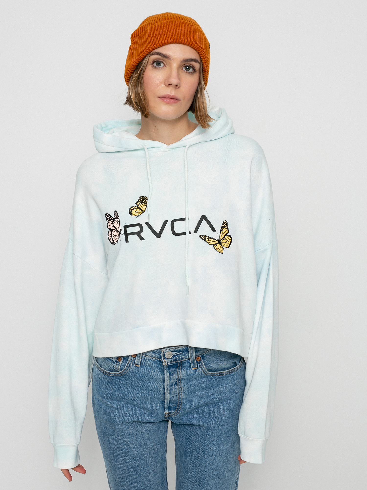 Mikina s kapucňou RVCA Big Rvca Venice HD Wmn (vintage white)