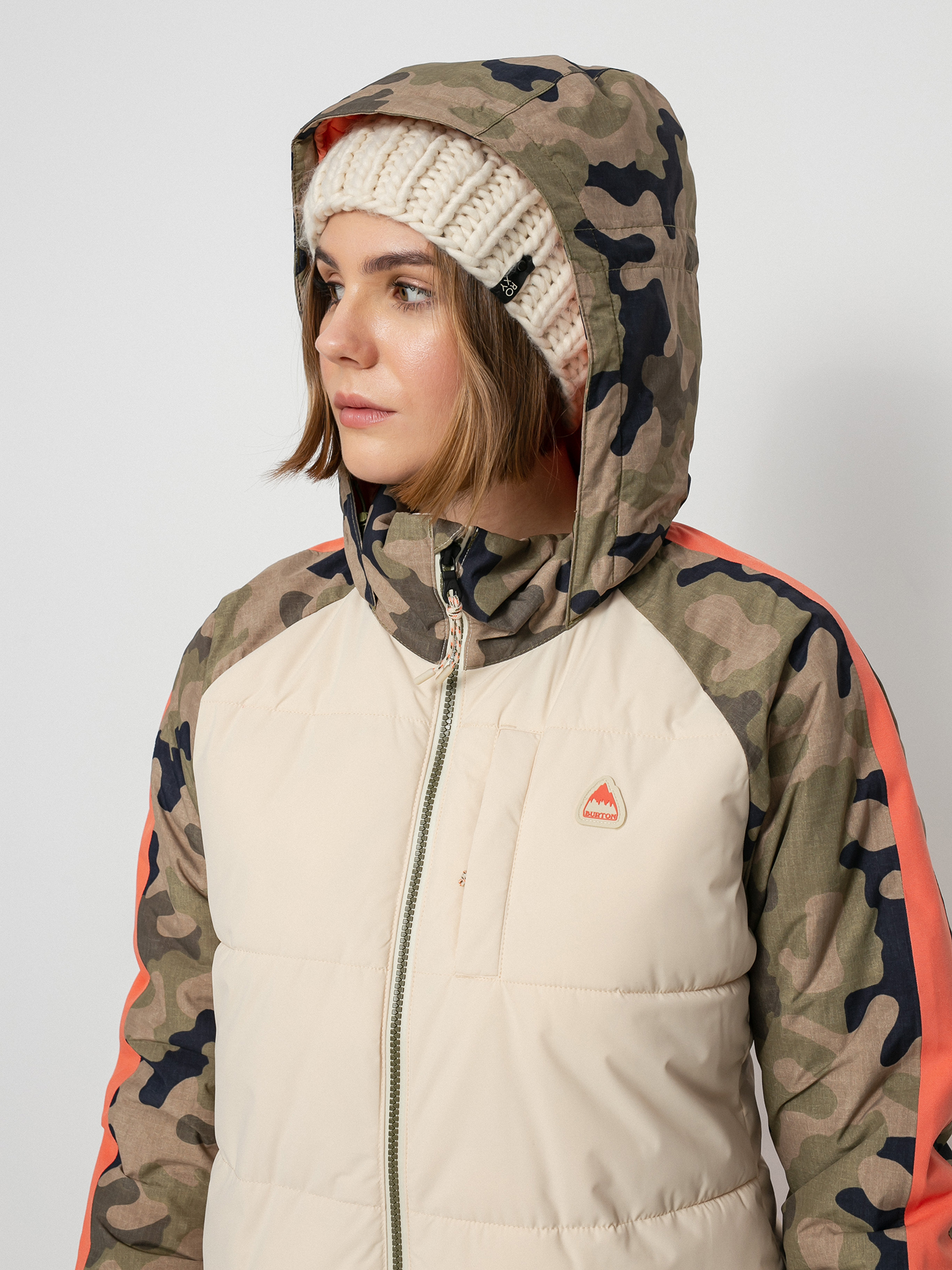 Dámska Snowboardová bunda Burton Keelan (creme brulee/martini olive terra camo)