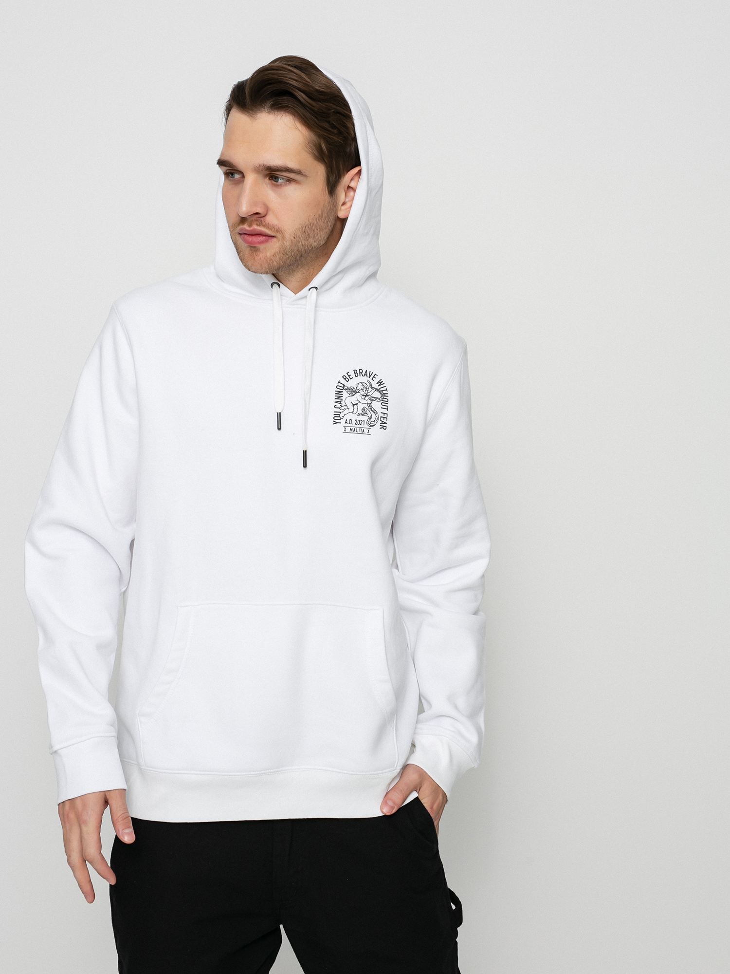 Mikina s kapucňou Malita Angel HD (white)