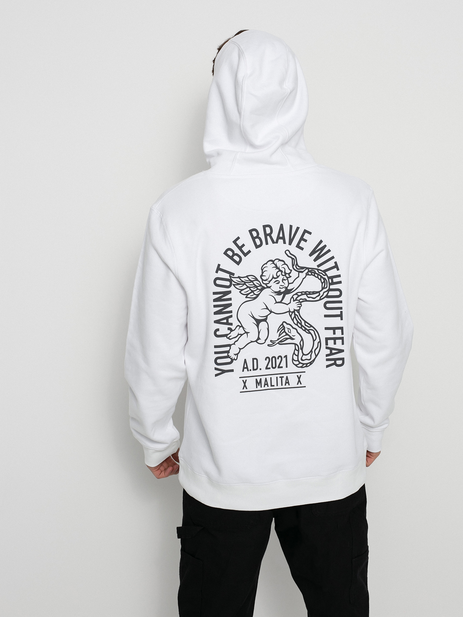 Mikina s kapucňou Malita Angel HD (white)