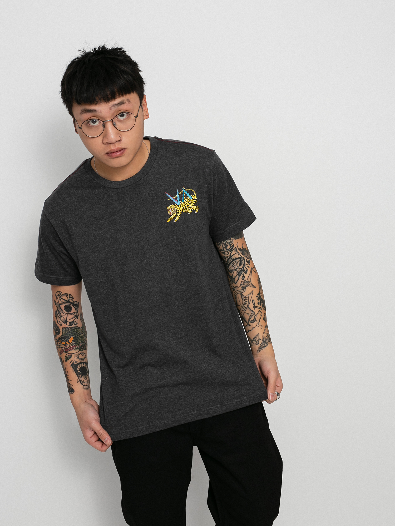 Tričko RVCA Ml Tiger (dark charcoal)