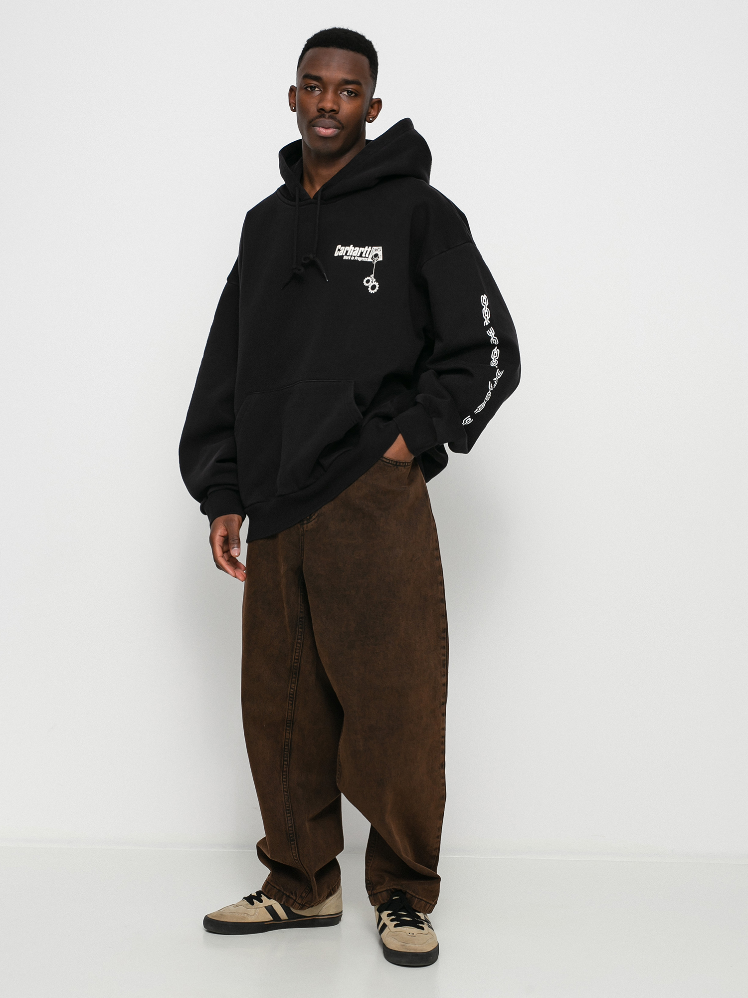 Mikina s kapucňou Carhartt WIP Scramble HD (black/white)
