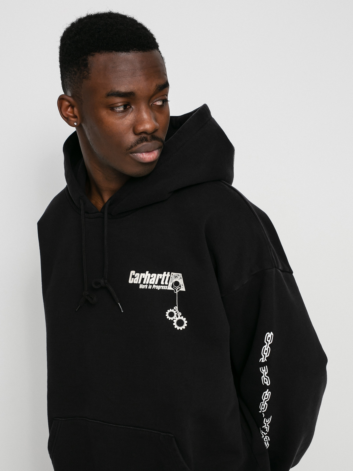 Mikina s kapucňou Carhartt WIP Scramble HD (black/white)