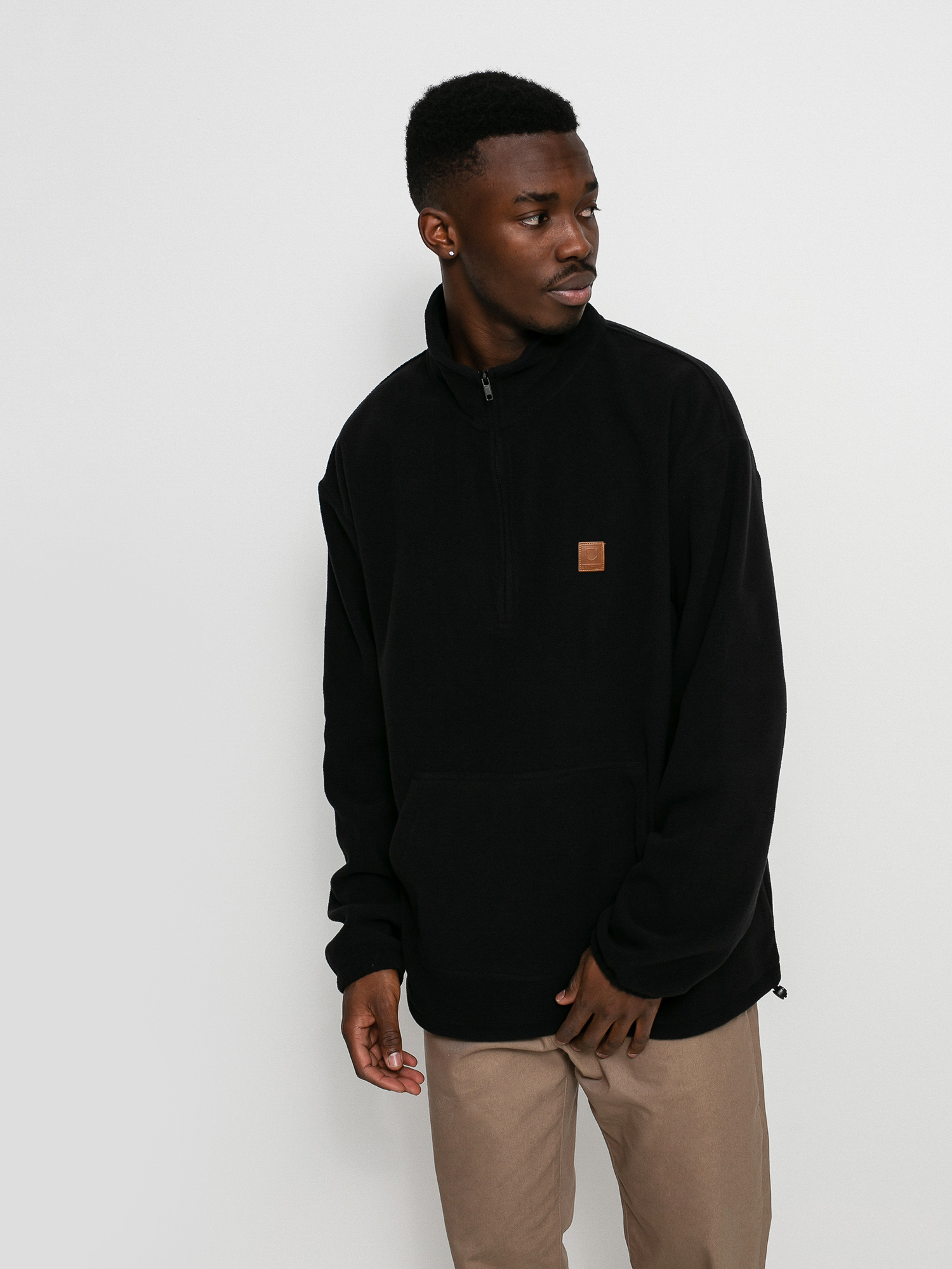 Mikina s kapucňou Brixton Beta Mock Neck 1/2 Zip HD (black)