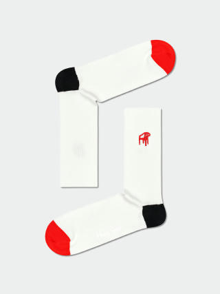 Ponožky Happy Socks Ribbed Embroidery Chair (white)