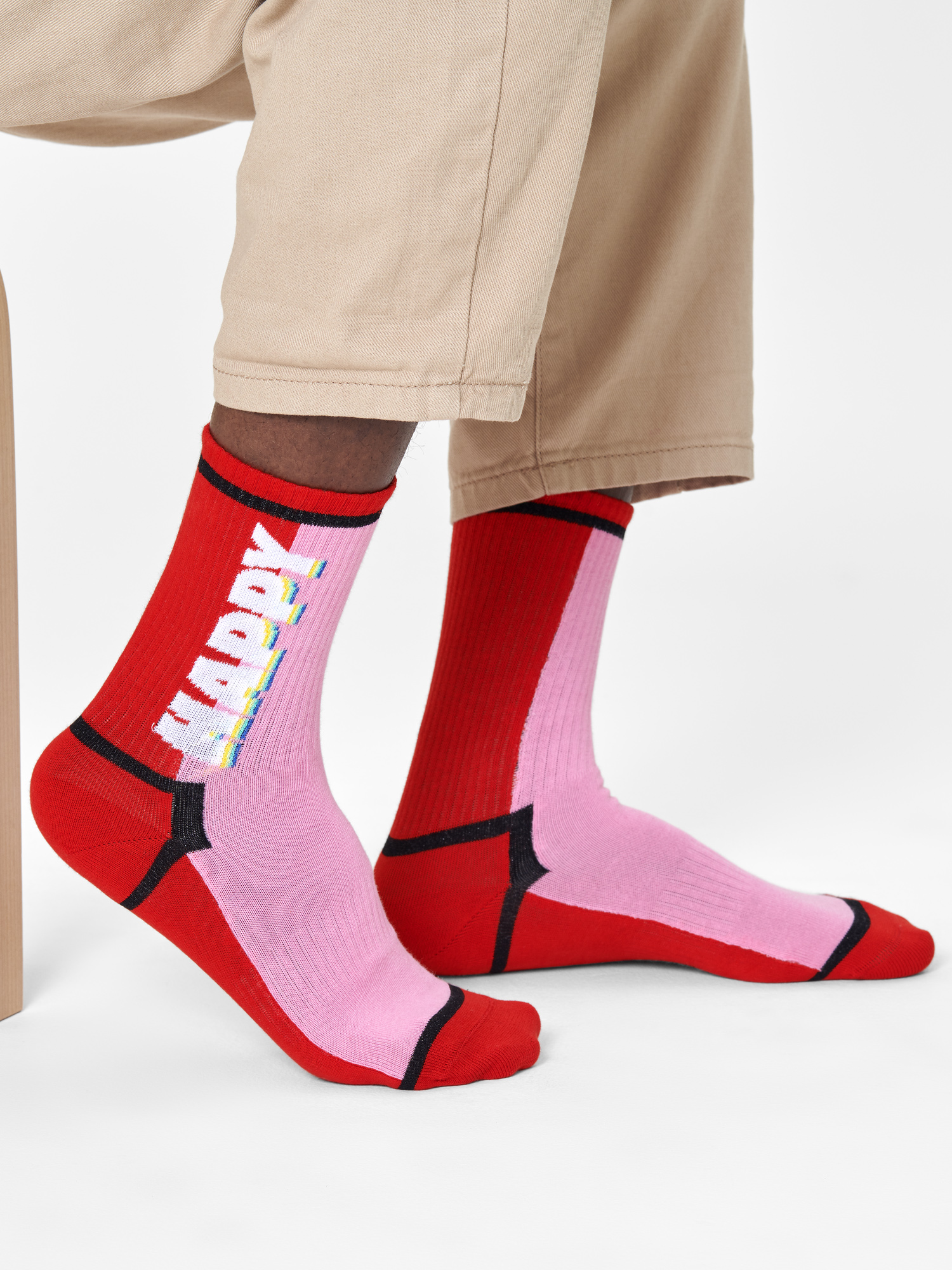 Ponožky Happy Socks Happy TeXt 3/4 Crew (red/pink)