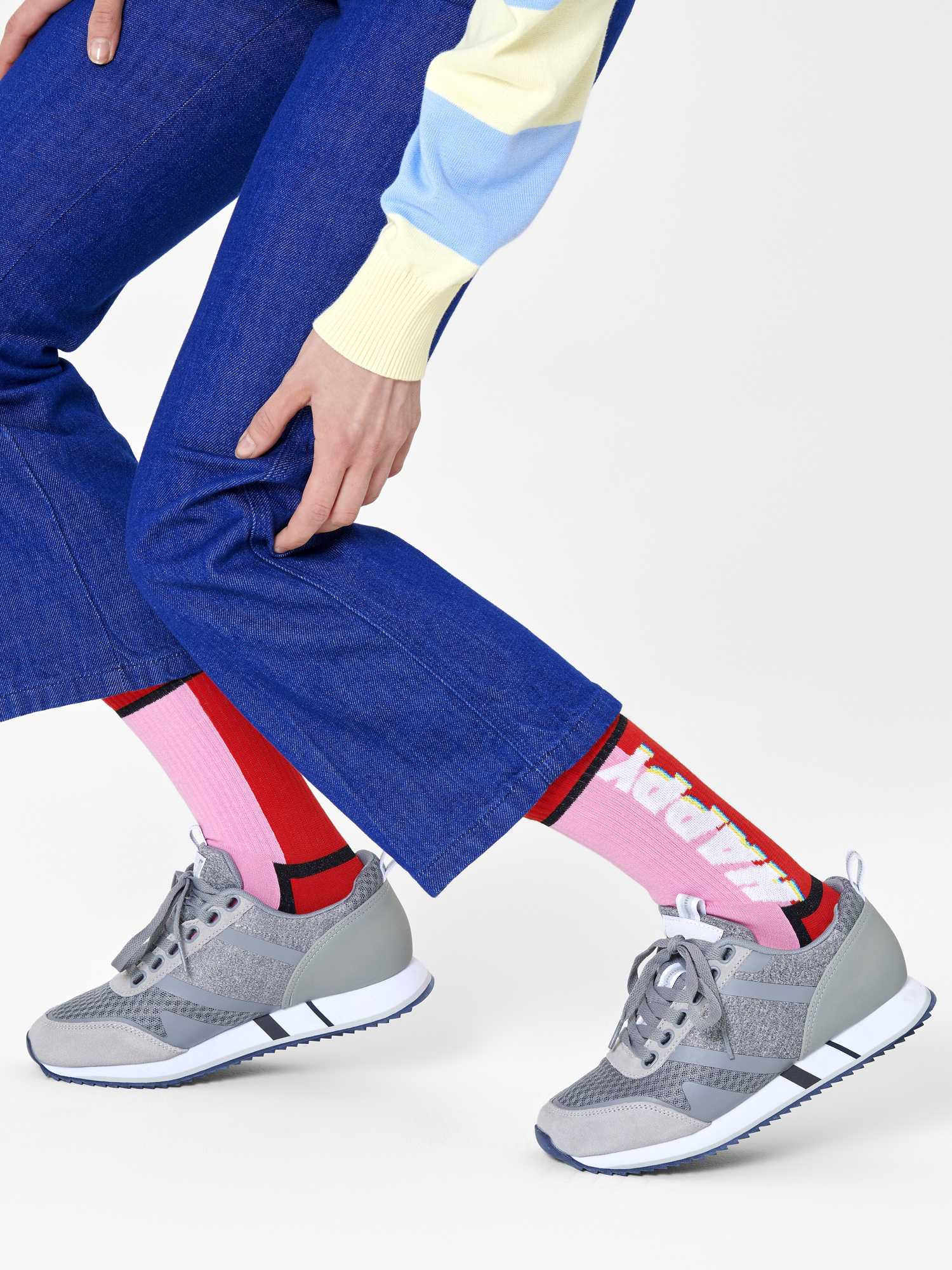 Ponožky Happy Socks Happy TeXt 3/4 Crew (red/pink)
