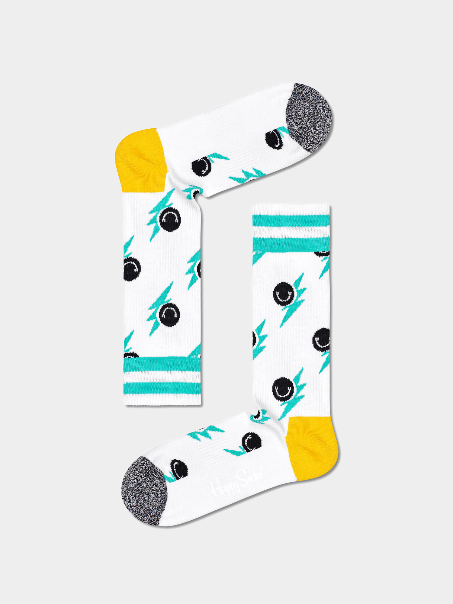 Ponožky Happy Socks Smile Flash Crew (white/mint)