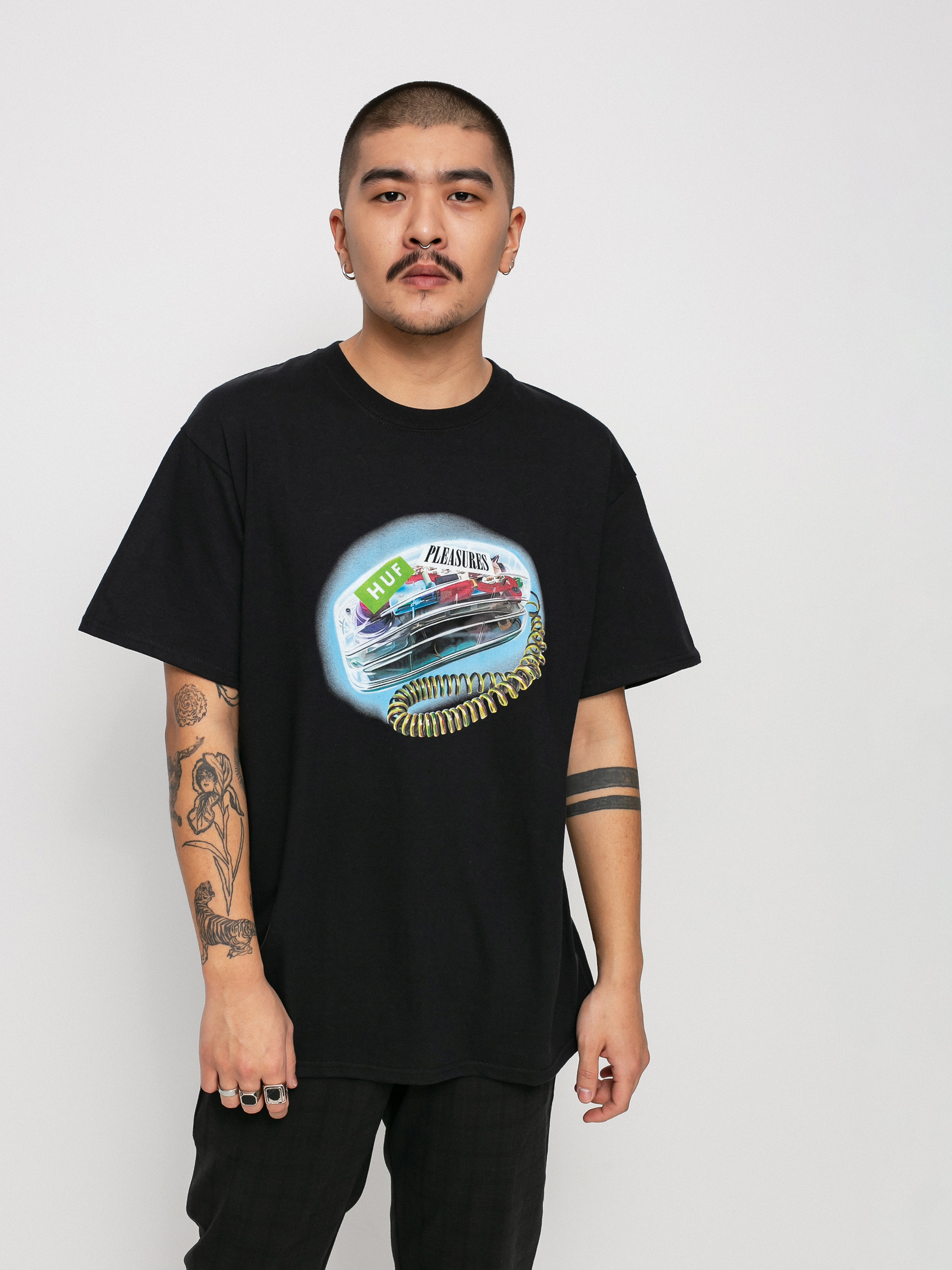 Tričko HUF X Pleasures Party Line (black)