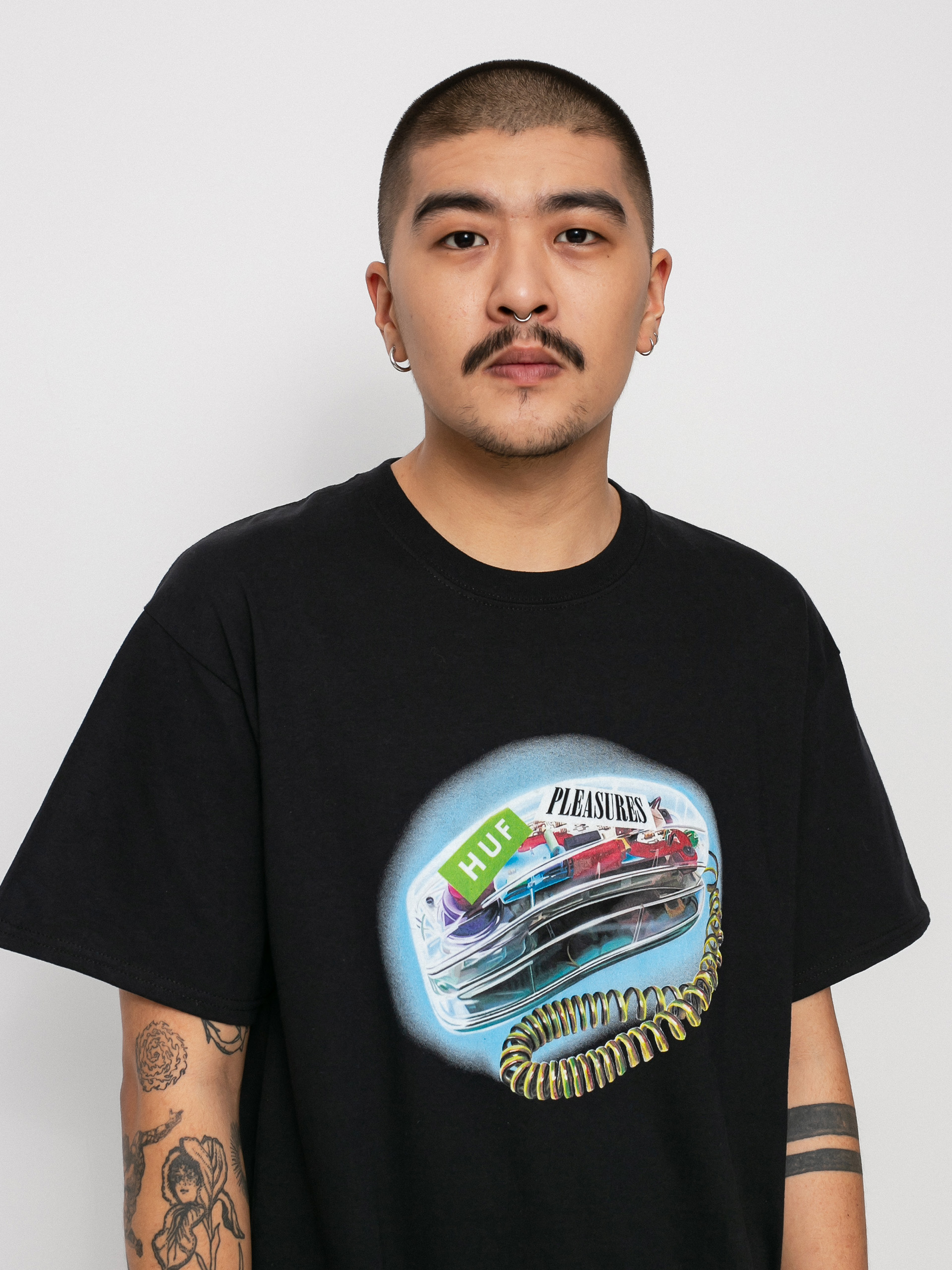 Tričko HUF X Pleasures Party Line (black)