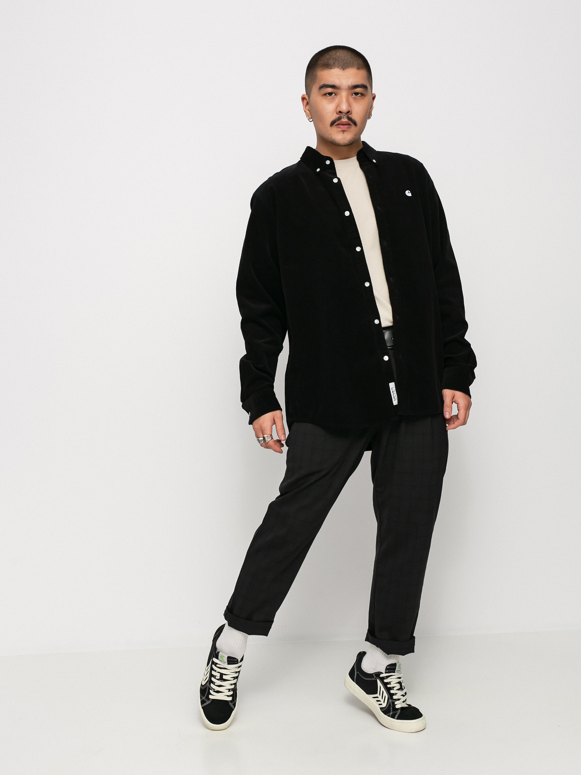 Košeľa Carhartt WIP Madison Fine Cord (black/white)