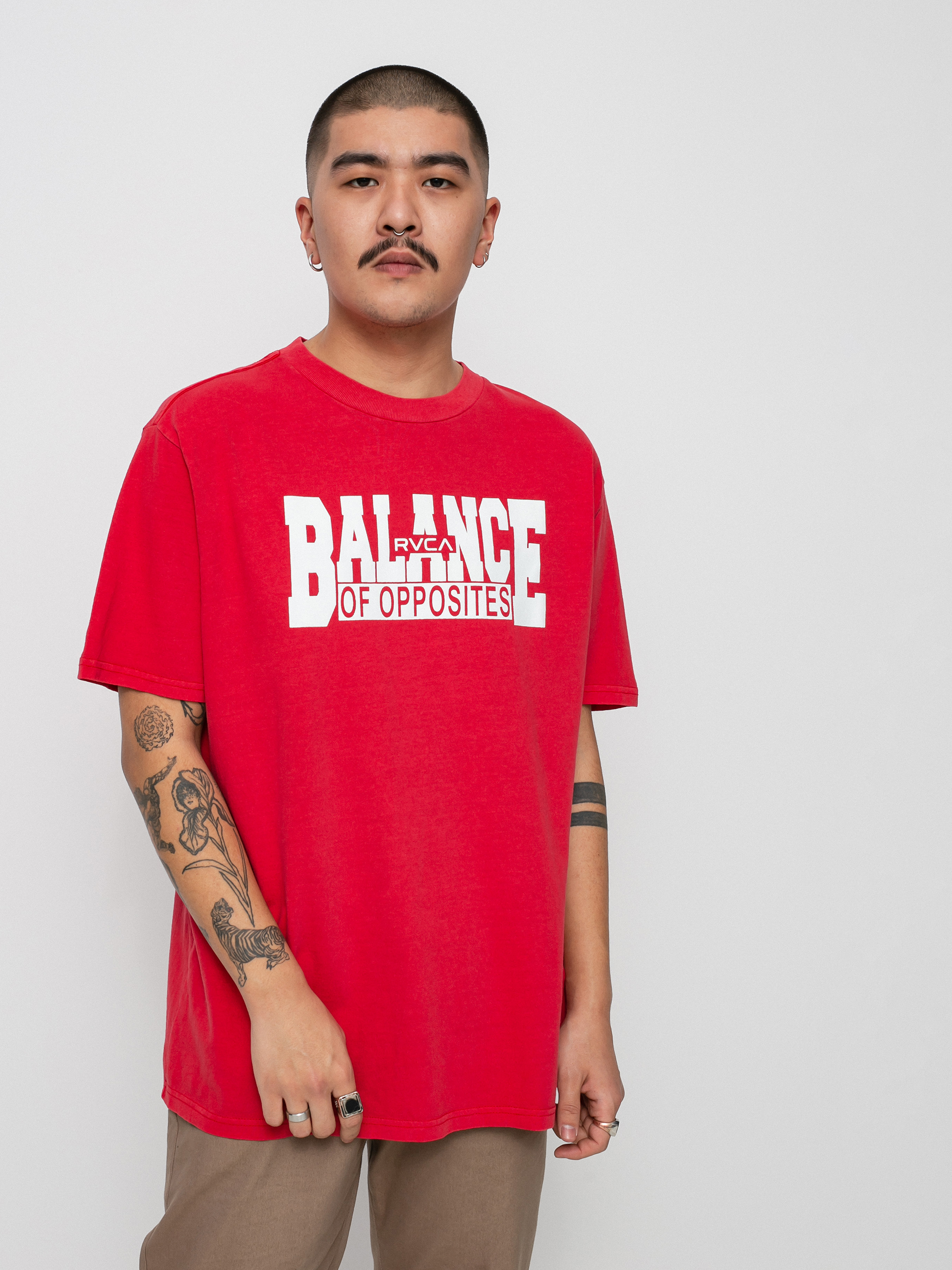 Tričko RVCA Rvca Balance Block (cherry)