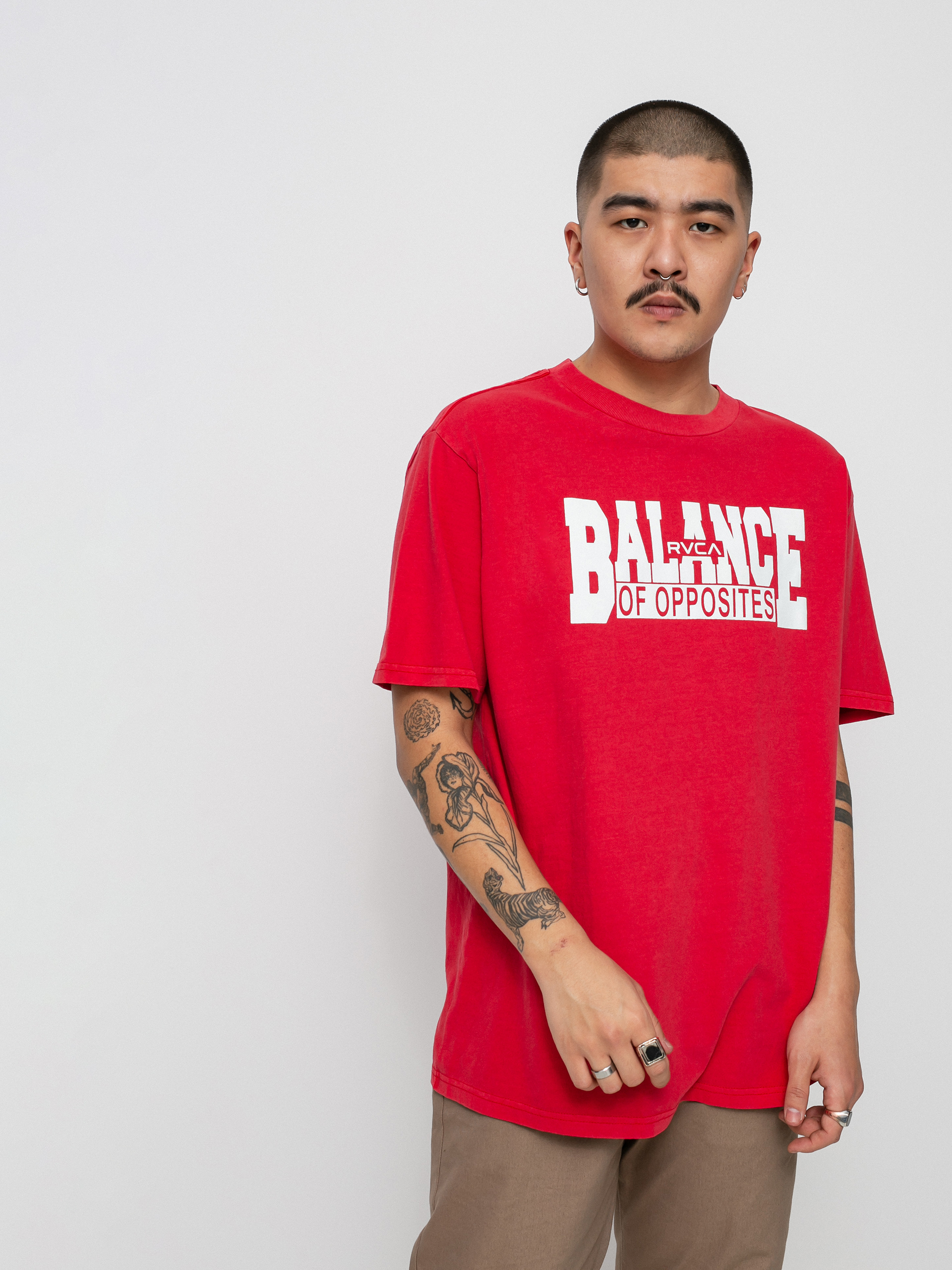 Tričko RVCA Rvca Balance Block (cherry)