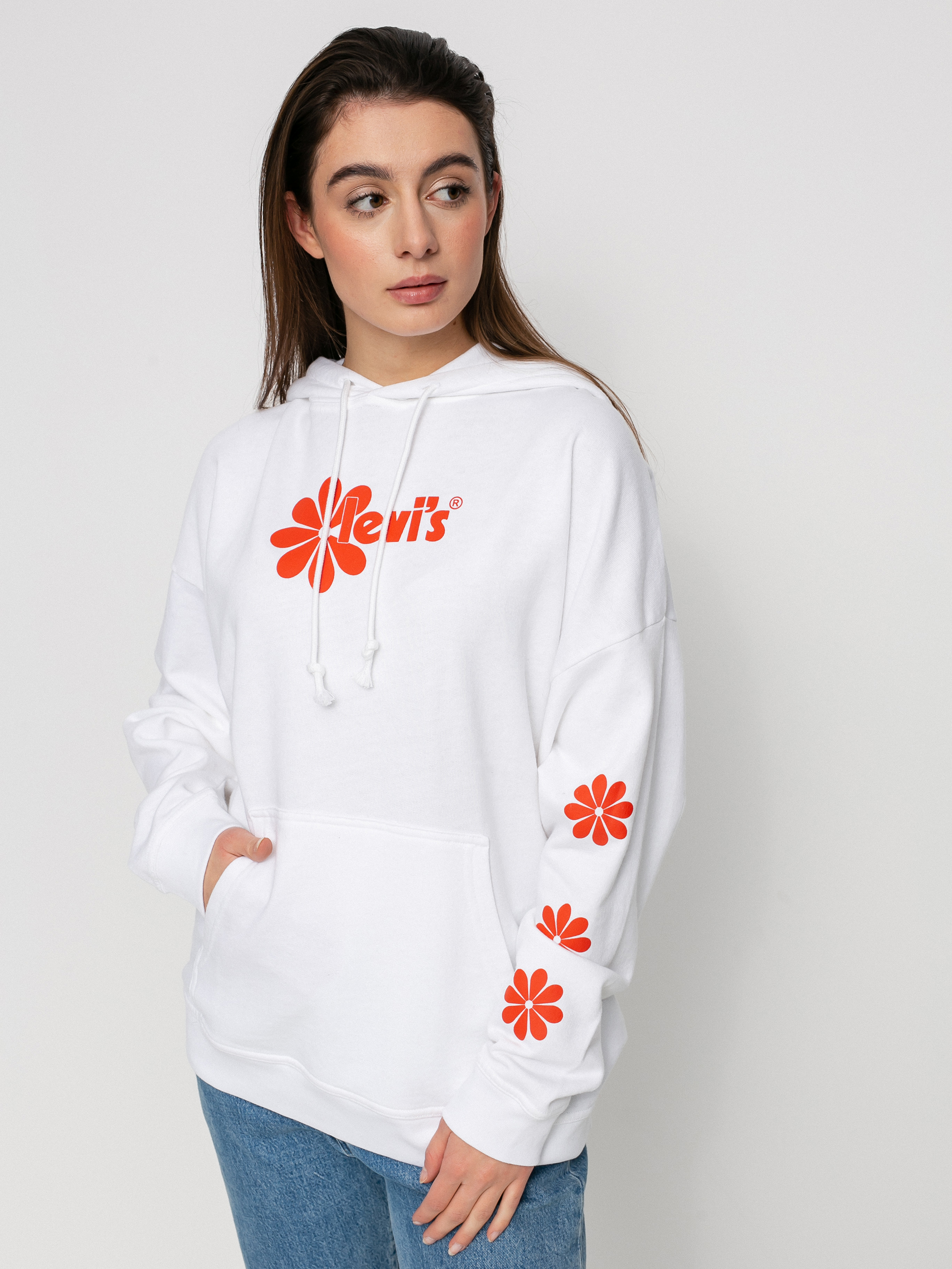 Mikina s kapucňou Levi's® Graphic Rider HD Wmn (daisy chest hit white)
