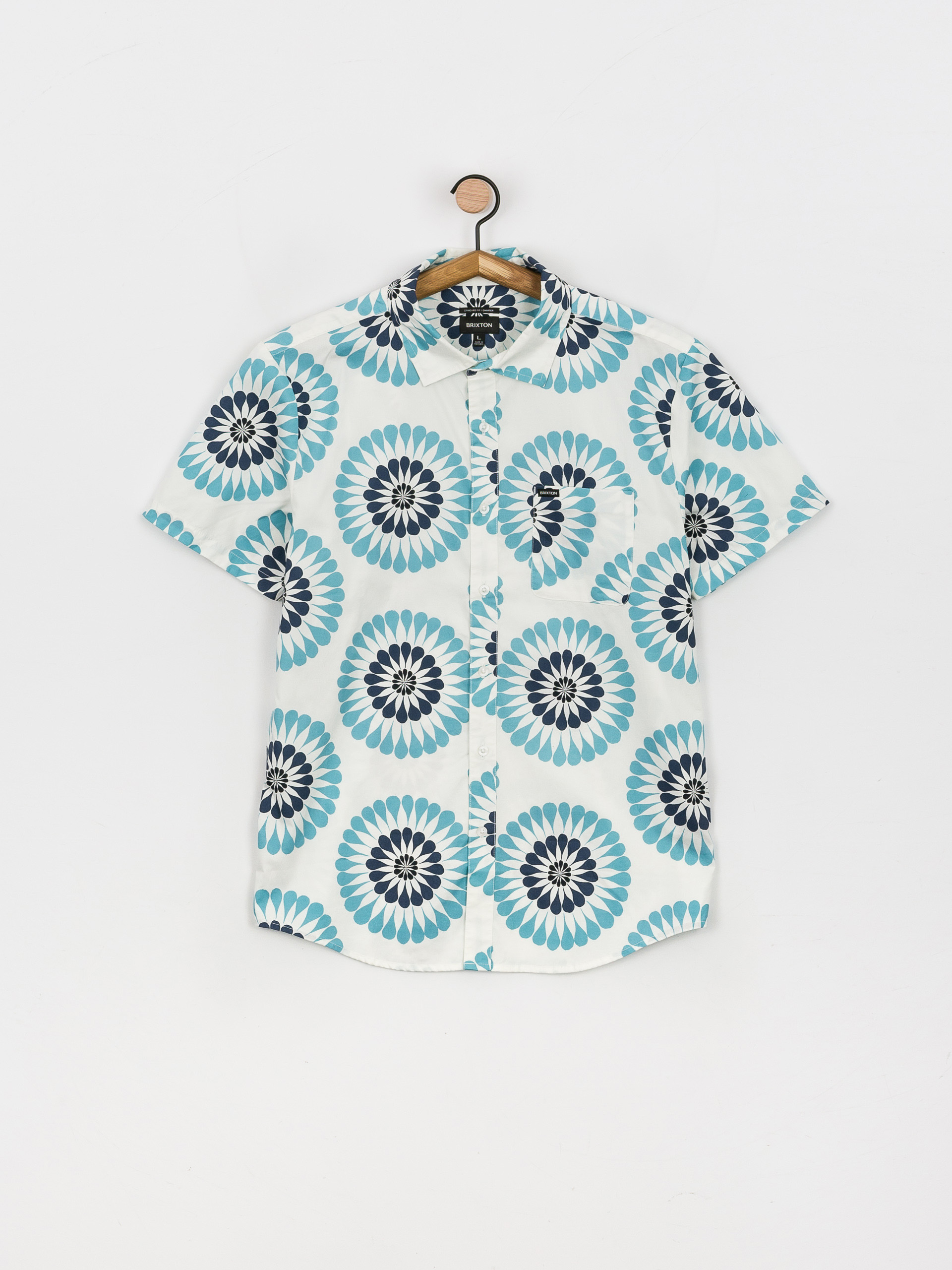 Košeľa Brixton Charter Print (off white/teal)