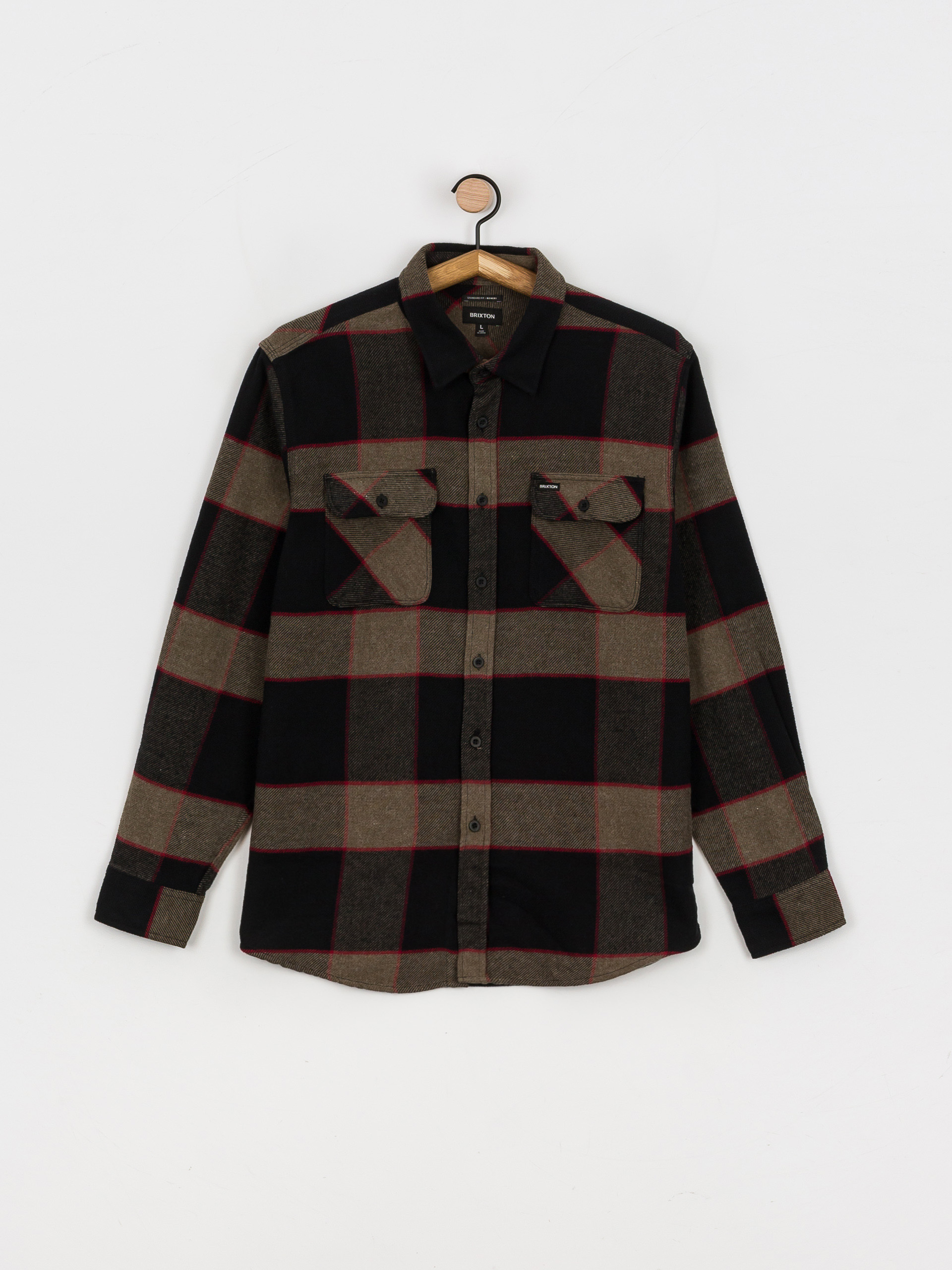 Košeľa Brixton Bowery Flannel Ls (heather grey/charcoal)