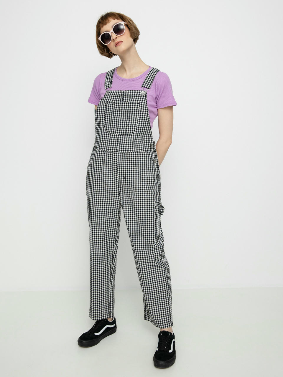 Nohavice Brixton Christina Crop Overall Wmn (black gingham)