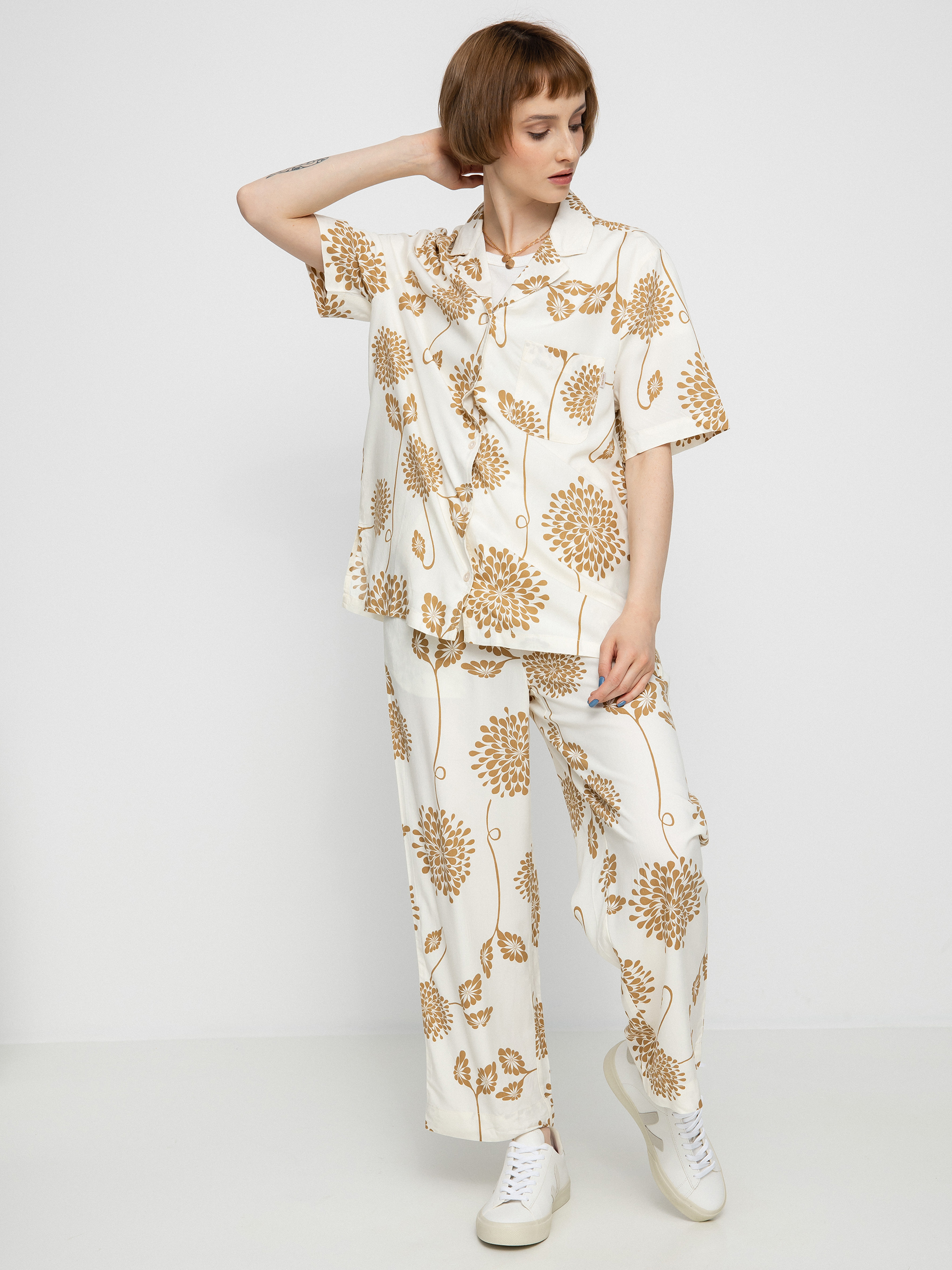 Nohavice Brixton Garden Floral Crop Wmn (dove)