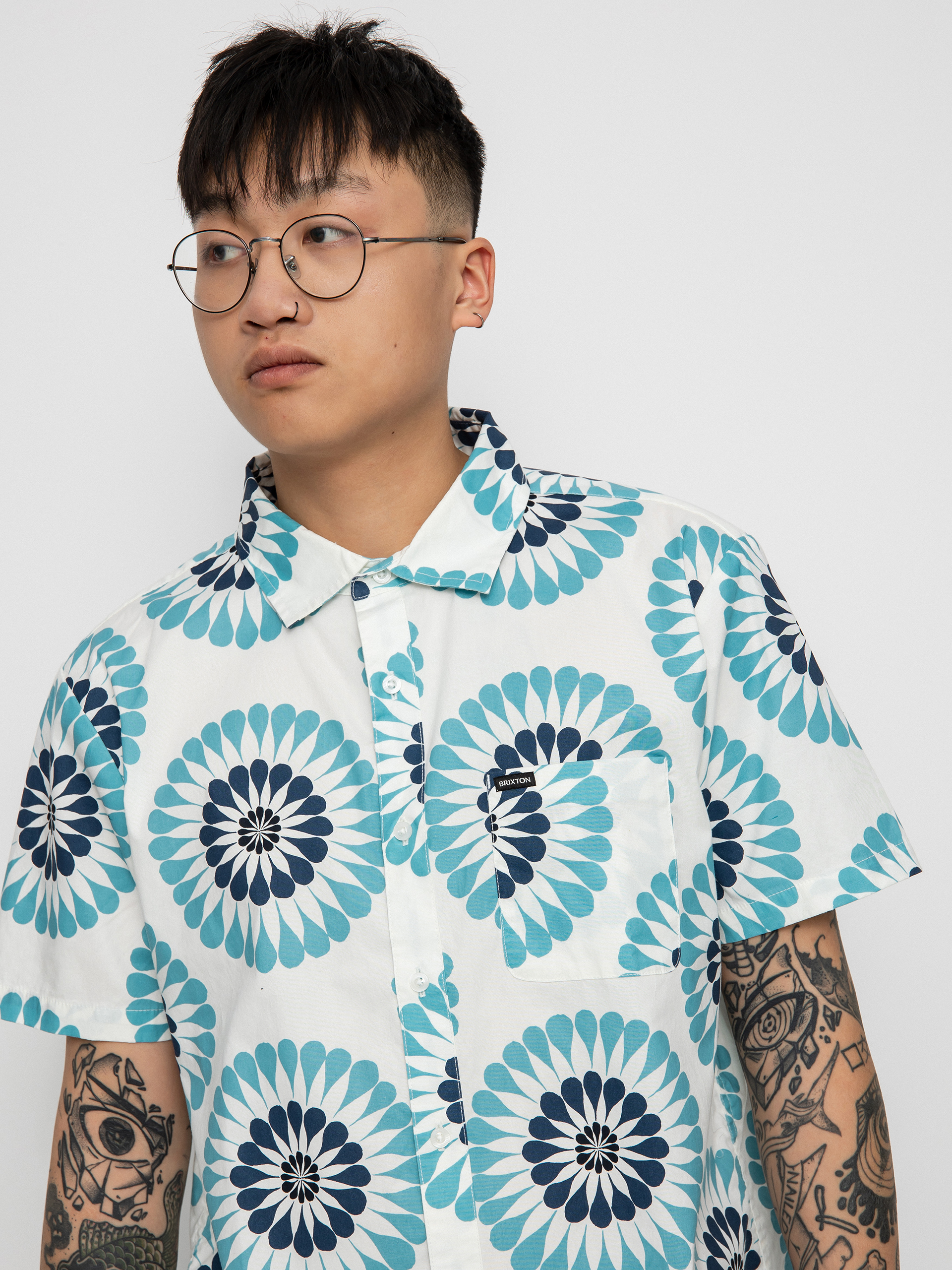 Košeľa Brixton Charter Print (off white/teal)