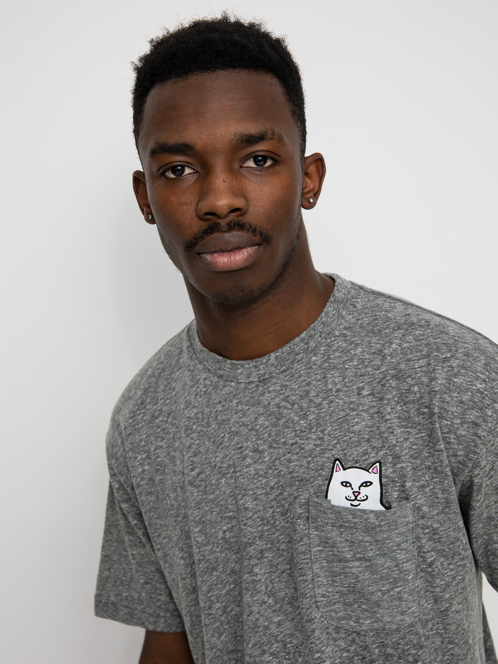 Tričko RipNDip Lord Nermal Pocket (athletic heather grey)