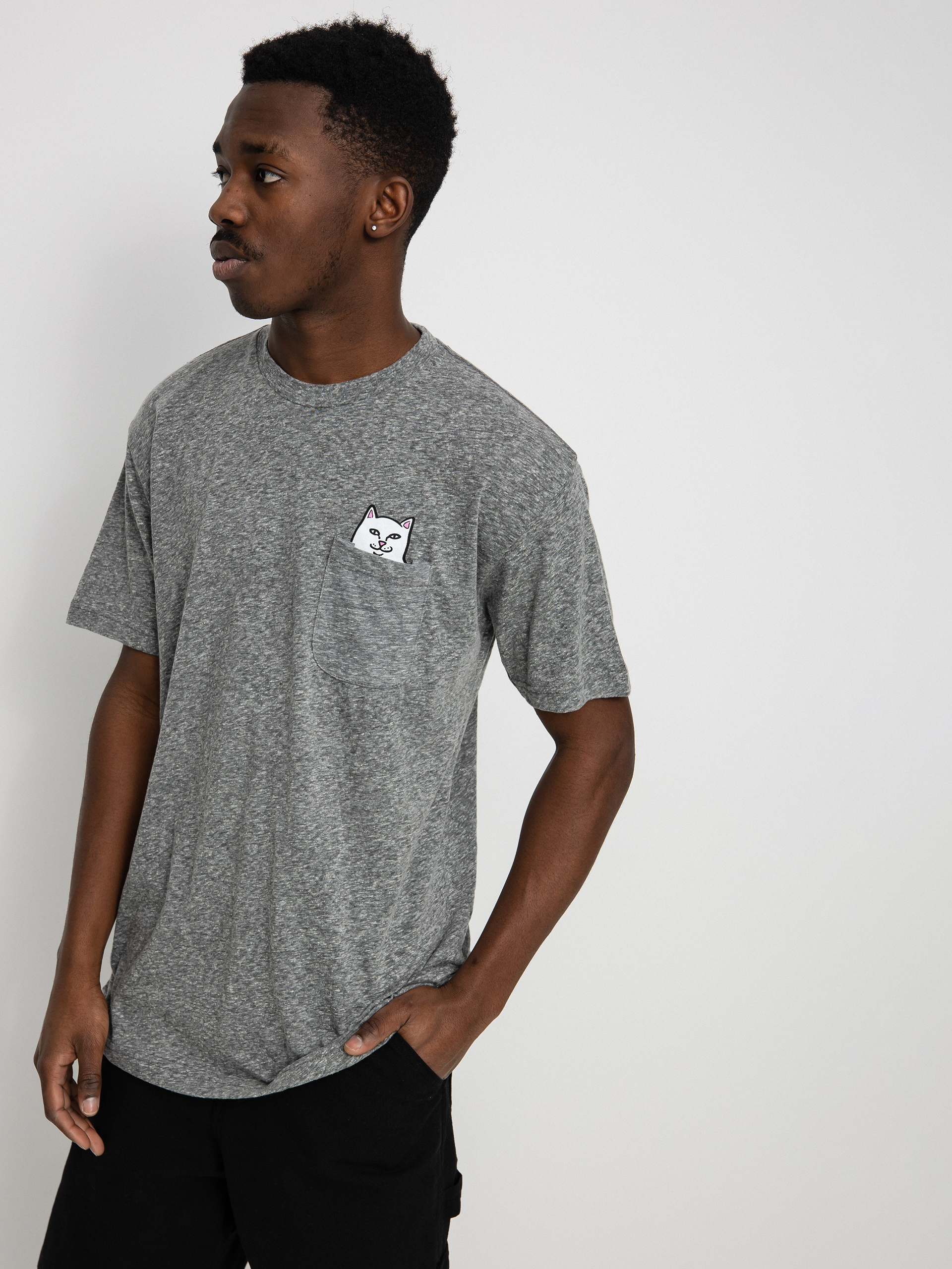 Tričko RipNDip Lord Nermal Pocket (athletic heather grey)