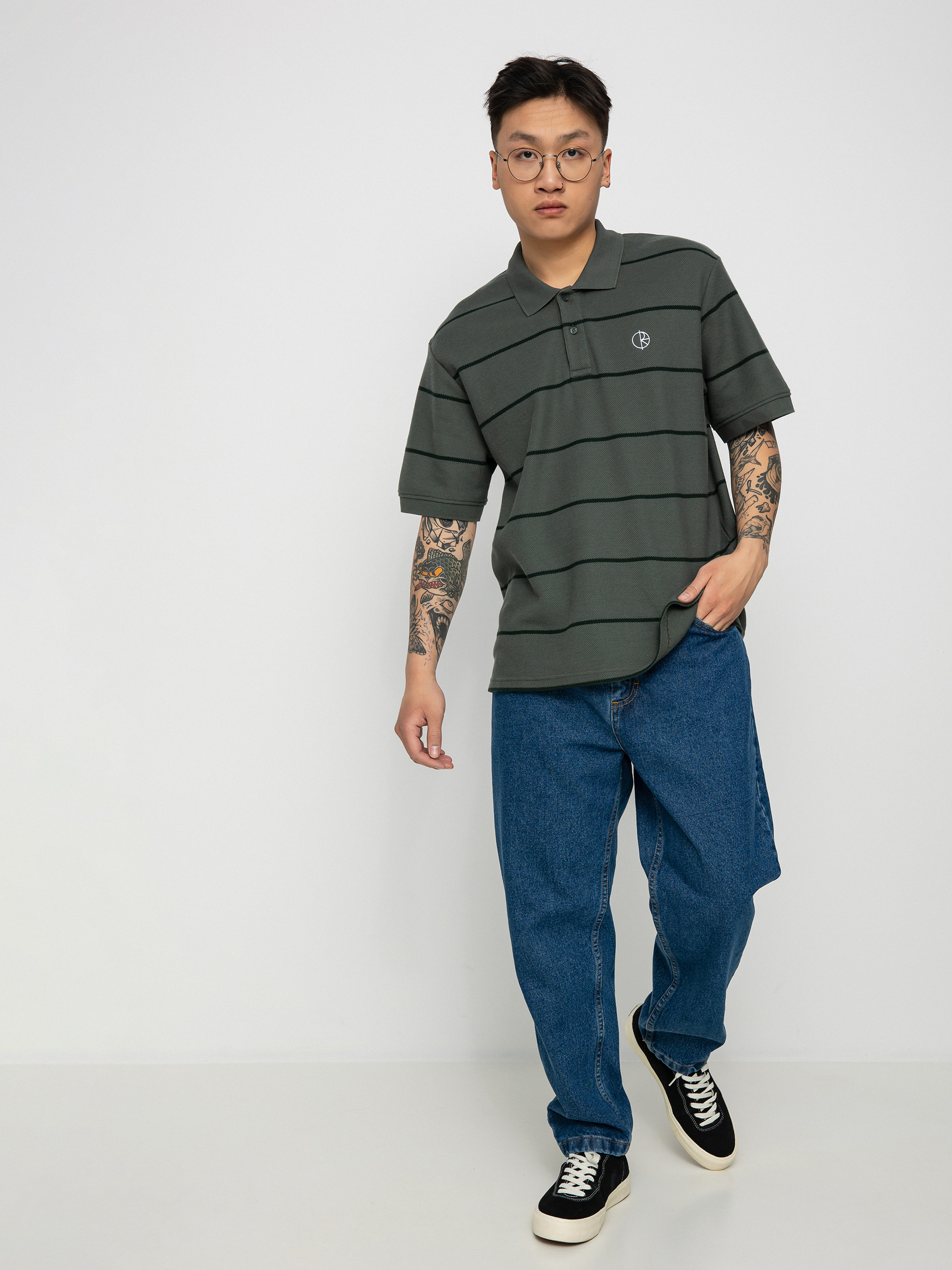 Polo tričko Polar Skate Stripe (blueish grey)