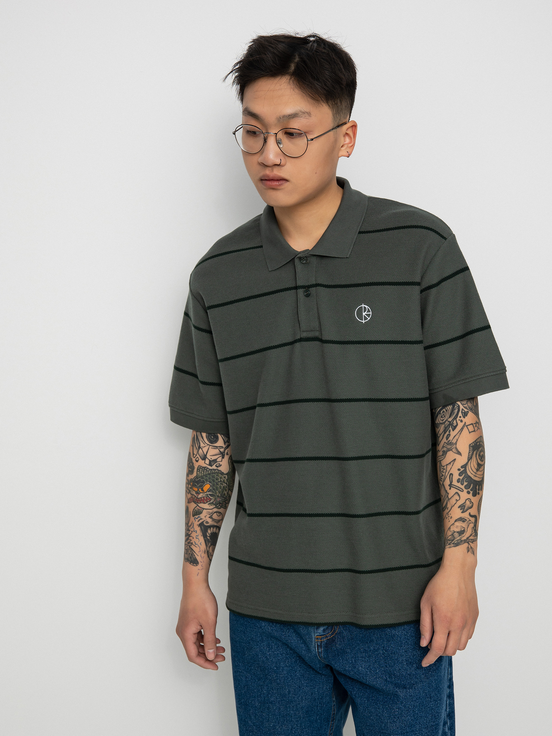 Polo tričko Polar Skate Stripe (blueish grey)