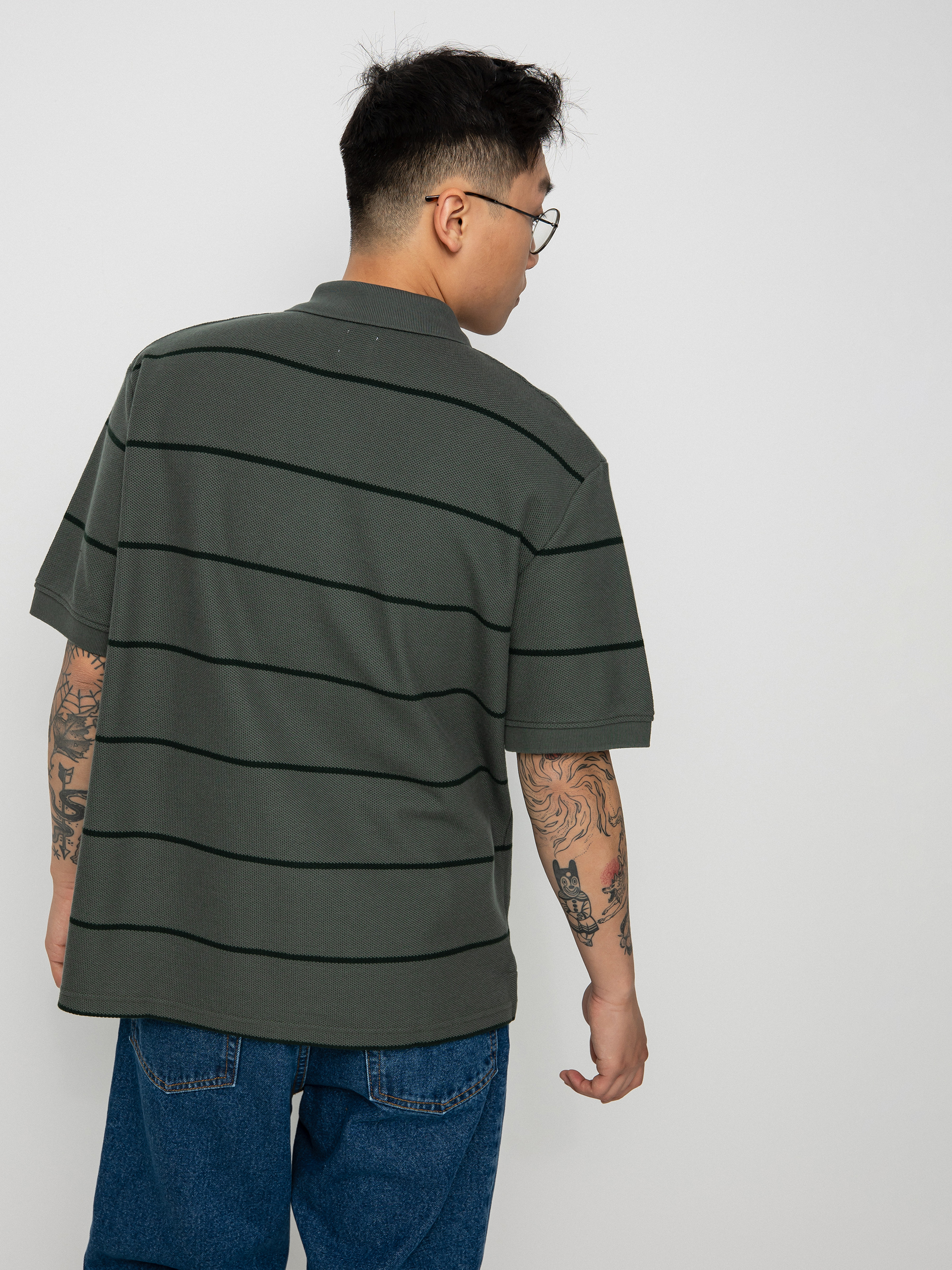 Polo tričko Polar Skate Stripe (blueish grey)