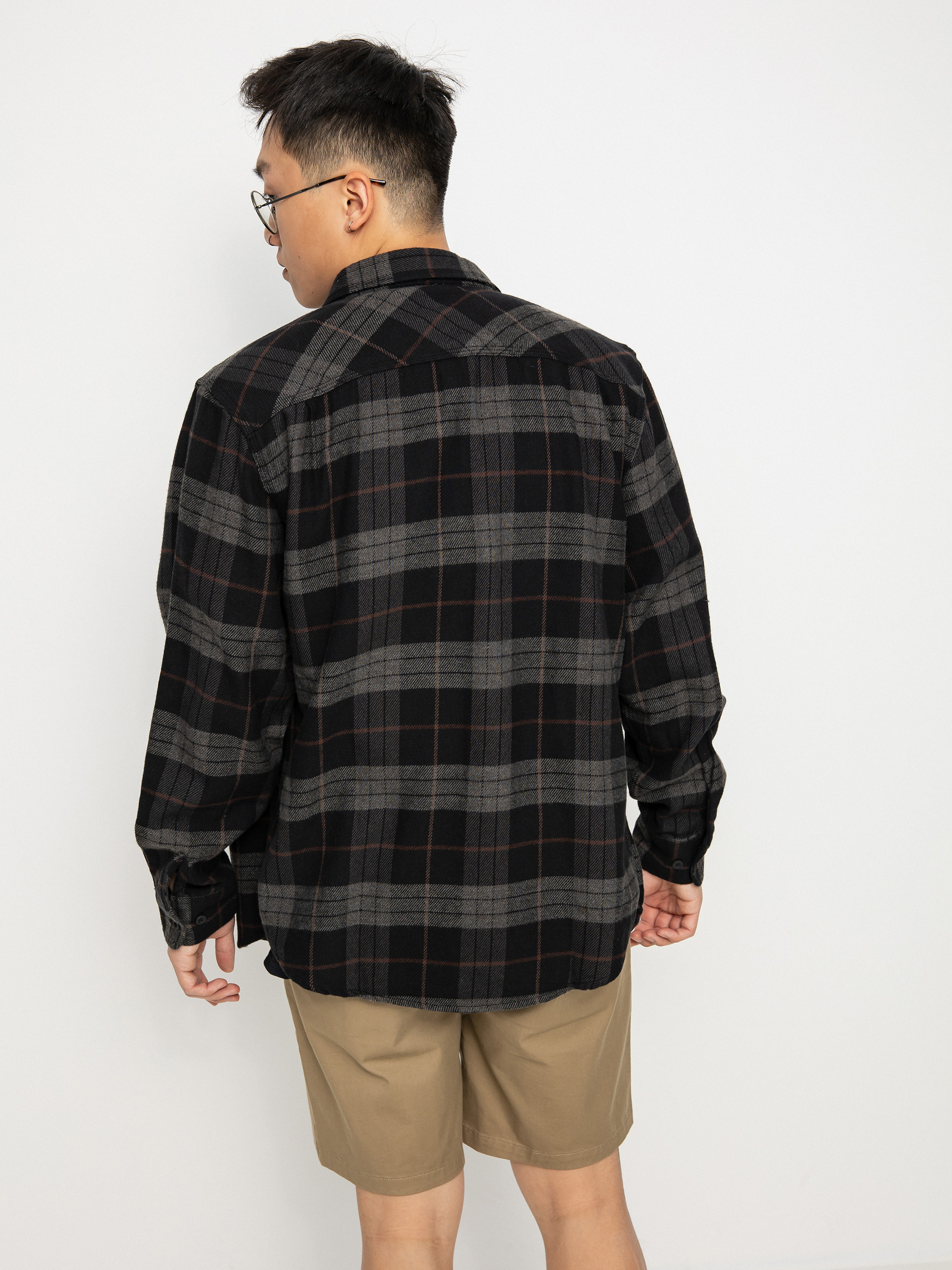 Košeľa Brixton Bowery Flannel (black/charcoal)