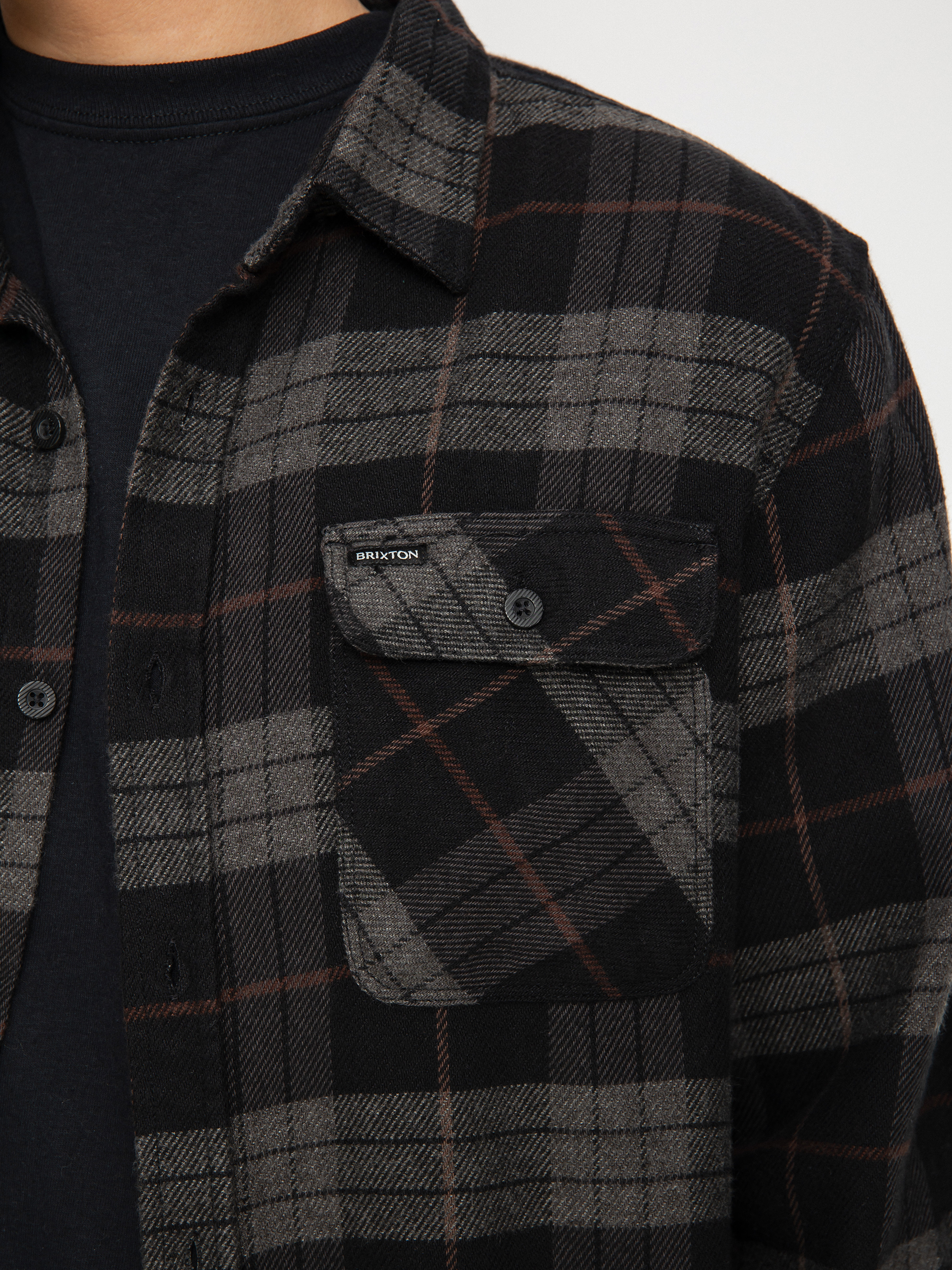 Košeľa Brixton Bowery Flannel (black/charcoal)