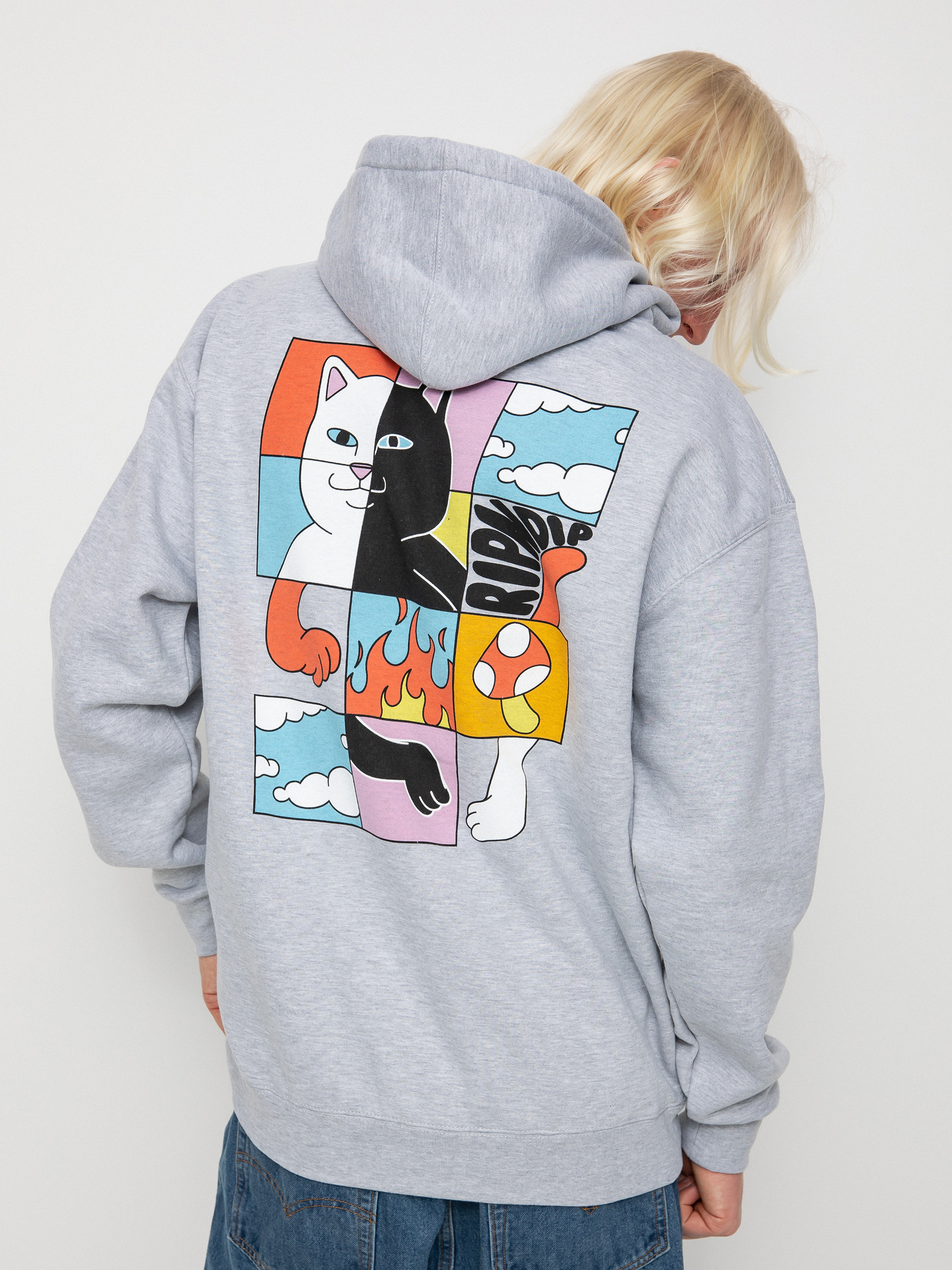 Mikina s kapucňou RipNDip Rubix HD (ash heather)